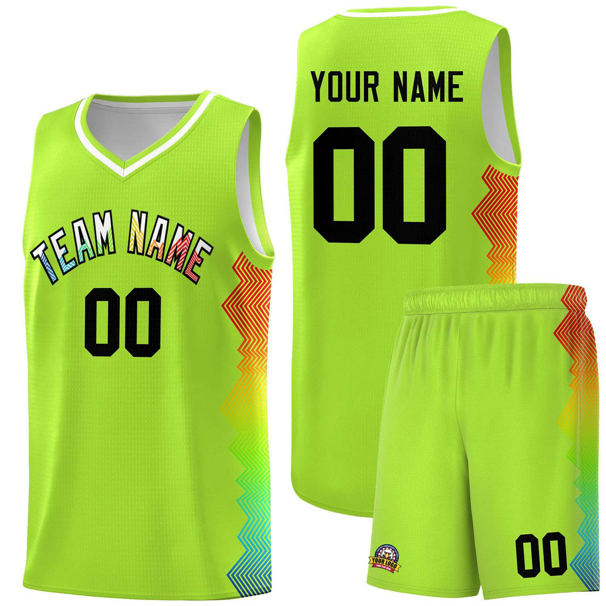 Custom Green Denver Nuggets Rainbow Side Sports Uniform Basketball Jersey|KXKSHOP