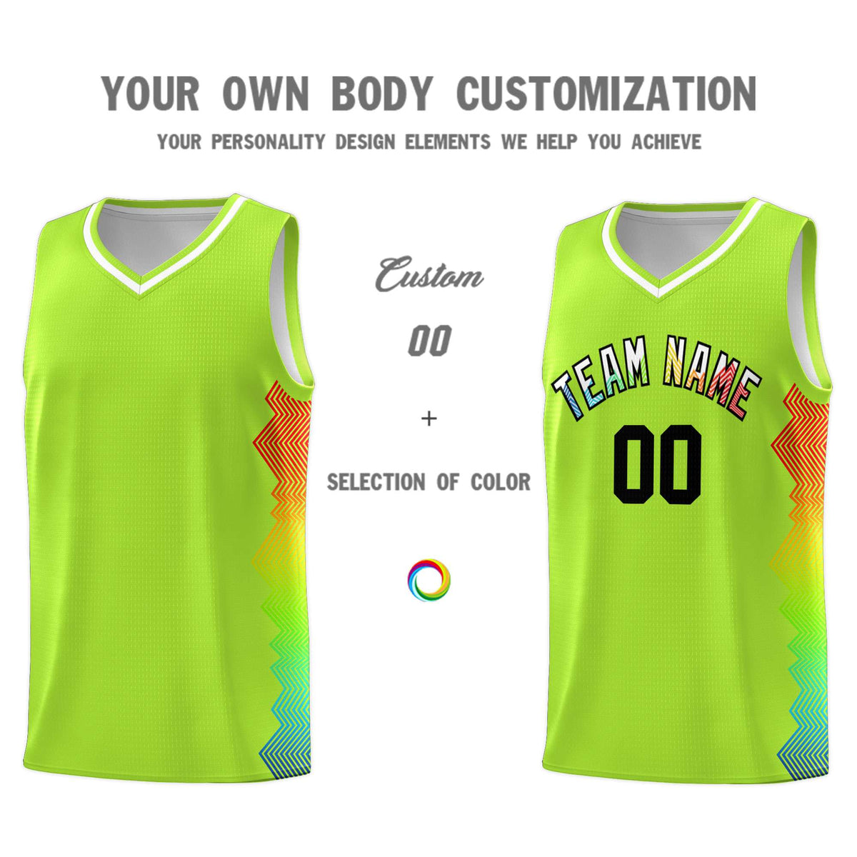 Custom Green Denver Nuggets Rainbow Side Sports Uniform Basketball Jersey|KXKSHOP
