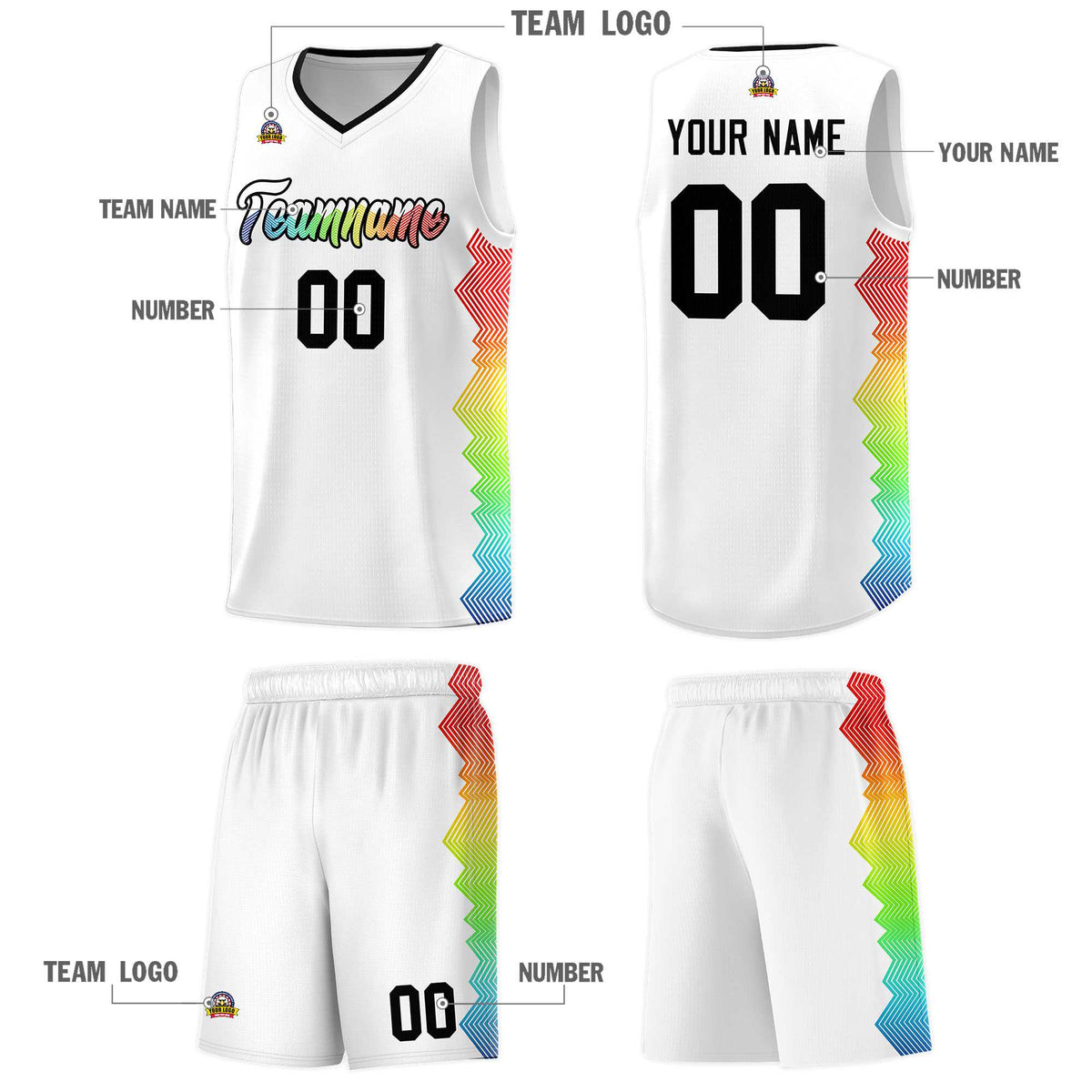 Custom White Denver Nuggets Rainbow Side Sports Uniform Basketball Jersey|KXKSHOP
