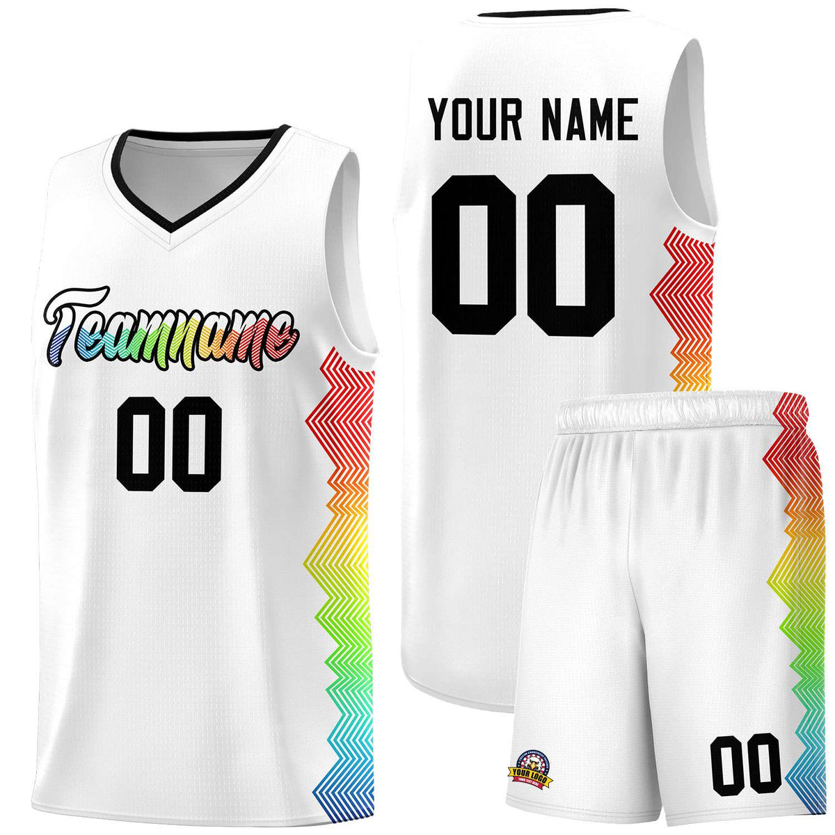Custom White Denver Nuggets Rainbow Side Sports Uniform Basketball Jersey|KXKSHOP