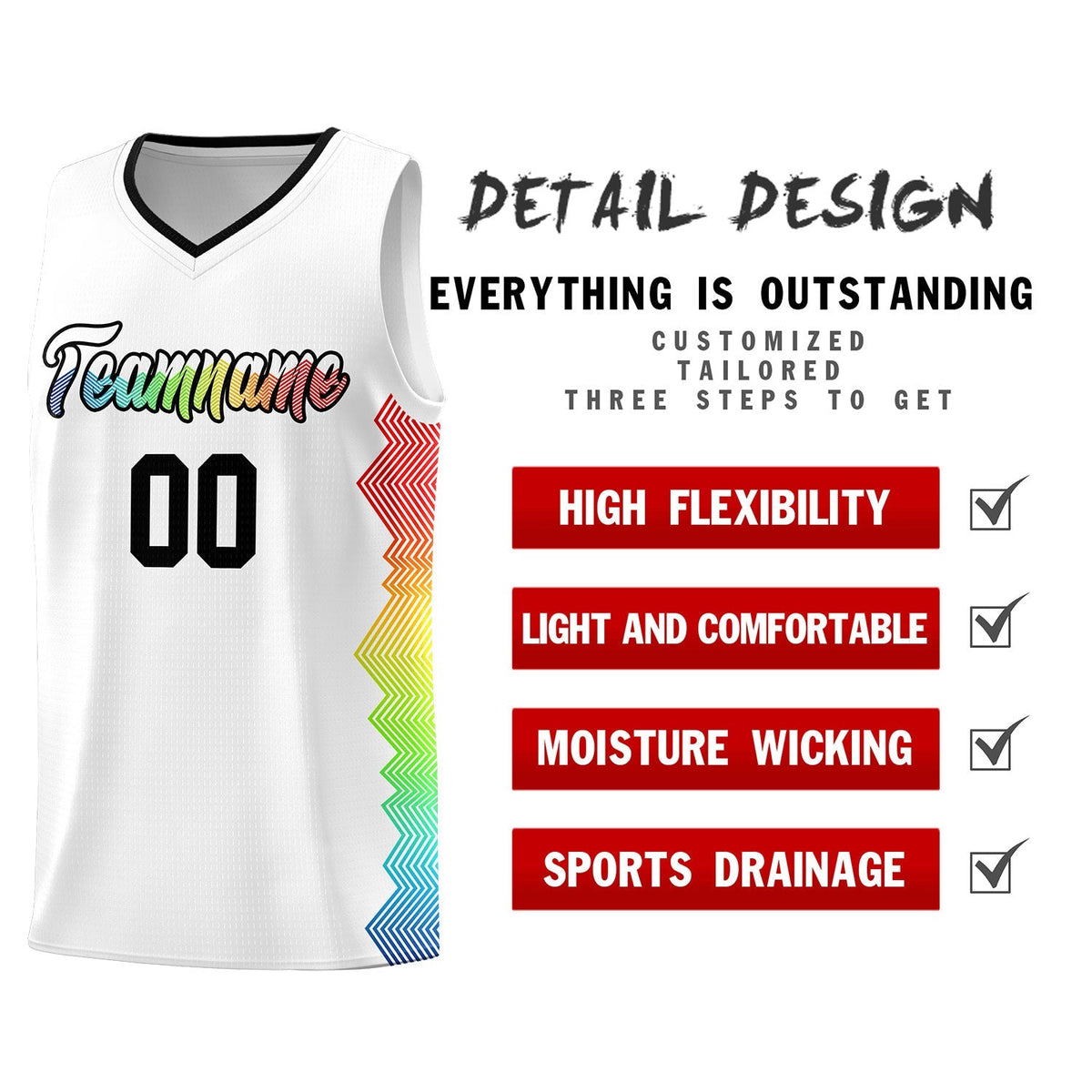 Custom White Denver Nuggets Rainbow Side Sports Uniform Basketball Jersey|KXKSHOP