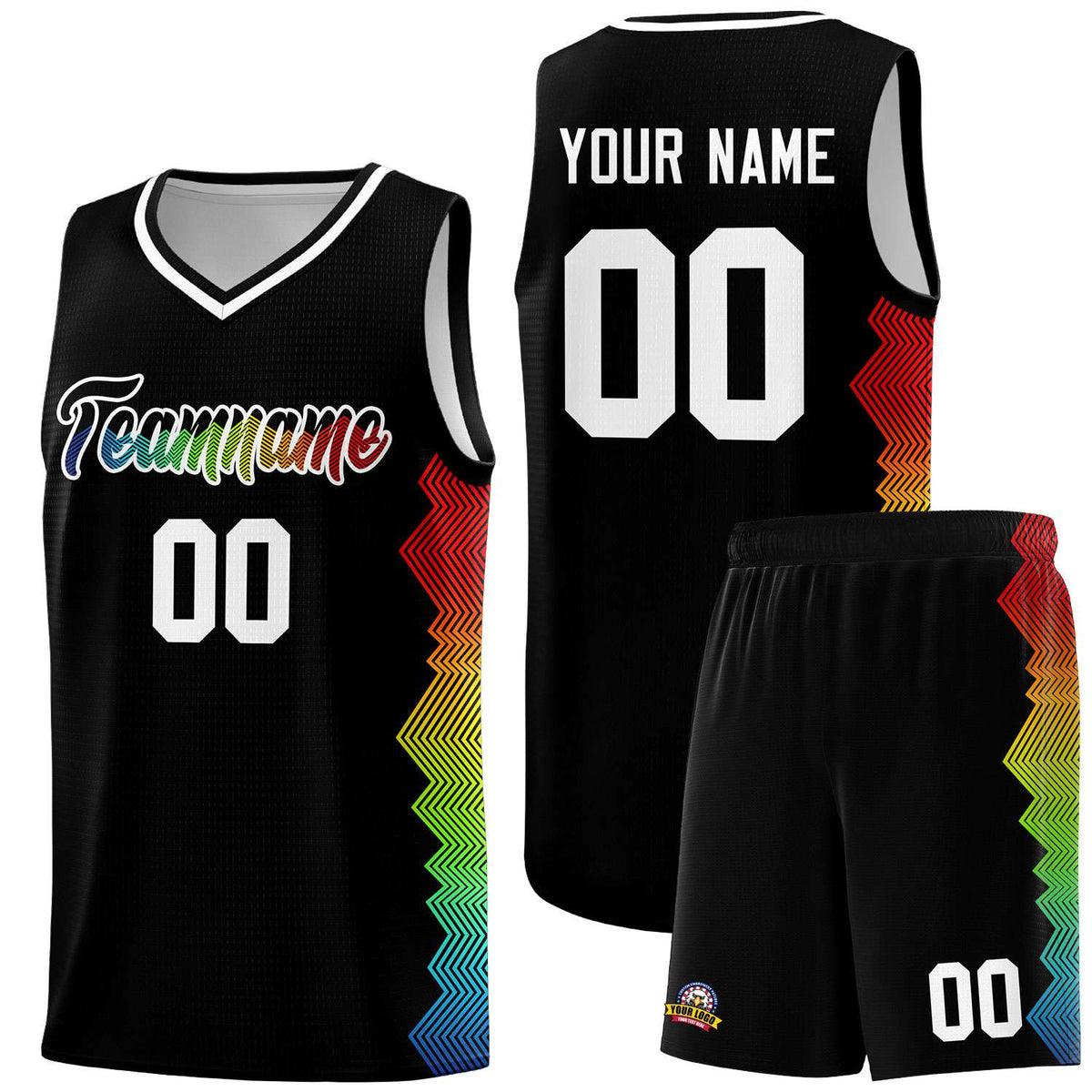 Custom Black Denver Nuggets Rainbow Side Sports Uniform Basketball Jersey|KXKSHOP