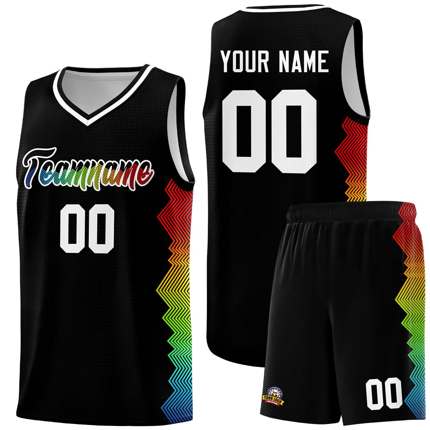 Custom Black Denver Nuggets Rainbow Side Sports Uniform Basketball Jersey|KXKSHOP