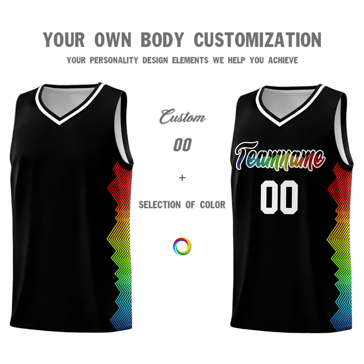 Custom Black Denver Nuggets Rainbow Side Sports Uniform Basketball Jersey|KXKSHOP