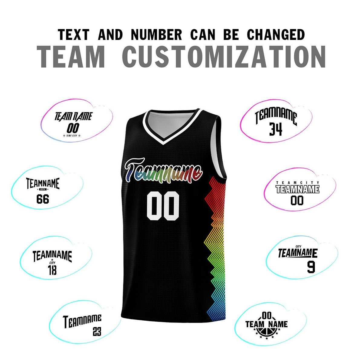 Custom Black Denver Nuggets Rainbow Side Sports Uniform Basketball Jersey|KXKSHOP