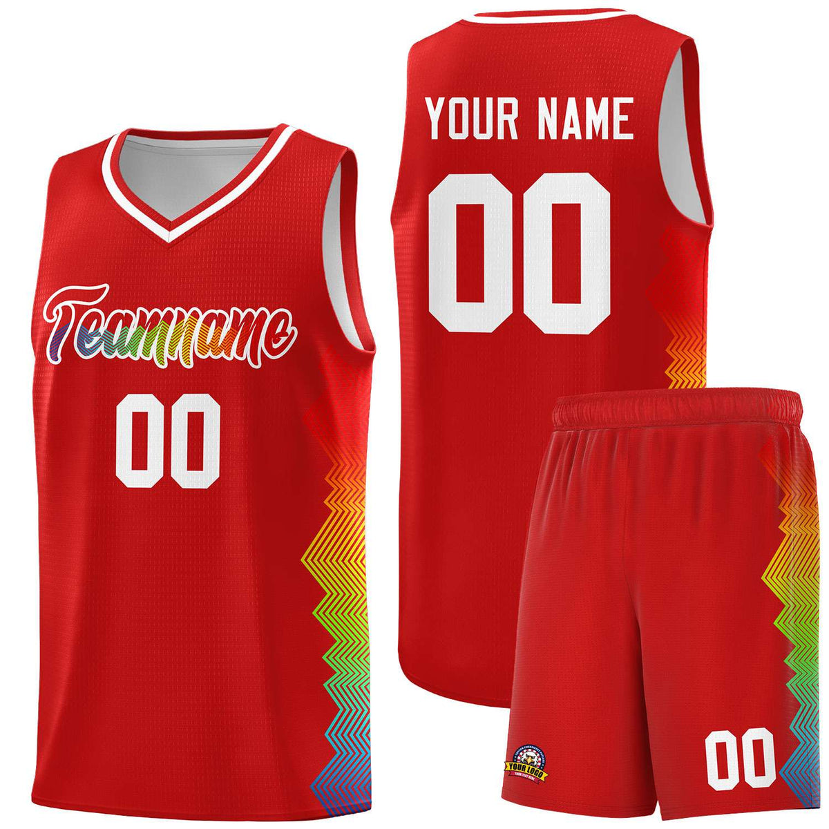 Custom Red Denver Nuggets Rainbow Side Sports Uniform Basketball Jersey|KXKSHOP