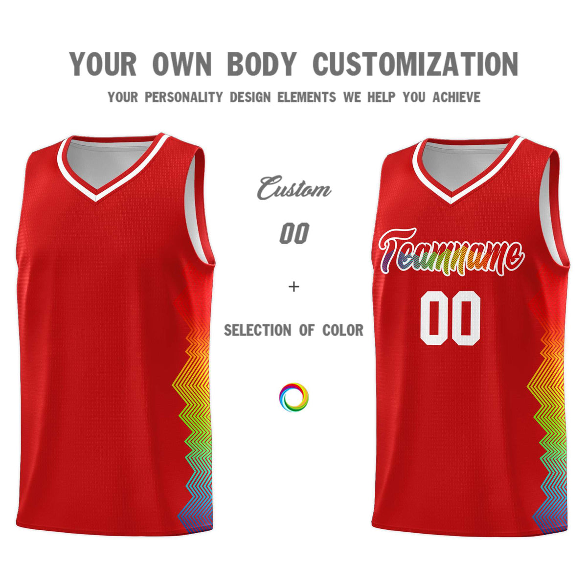 Custom Red Denver Nuggets Rainbow Side Sports Uniform Basketball Jersey|KXKSHOP