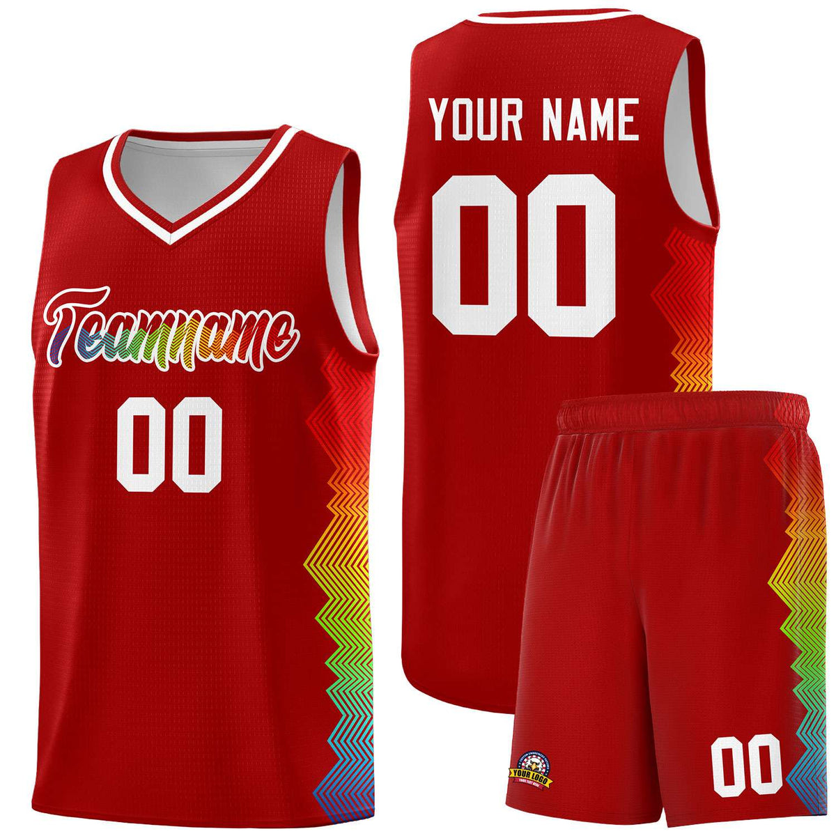 Custom Red Denver Nuggets Rainbow Side Sports Uniform Basketball Jersey|KXKSHOP