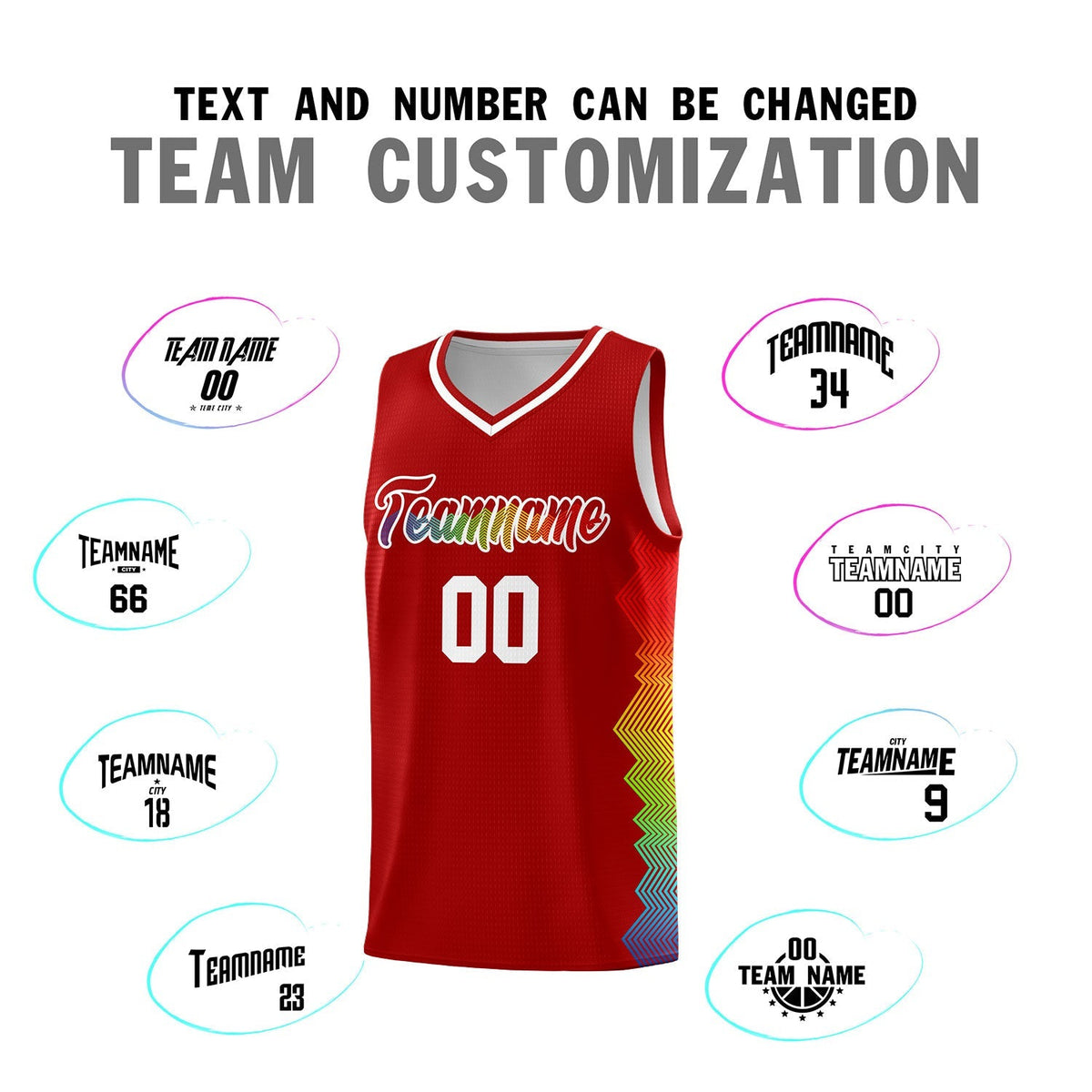 Custom Red Denver Nuggets Rainbow Side Sports Uniform Basketball Jersey|KXKSHOP