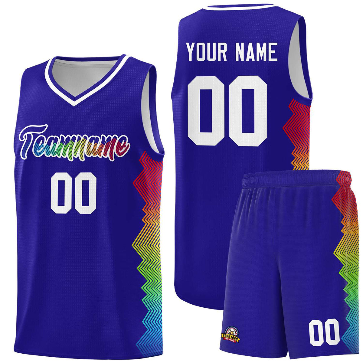 Custom Royal Denver Nuggets Rainbow Side Sports Uniform Basketball Jersey|KXKSHOP