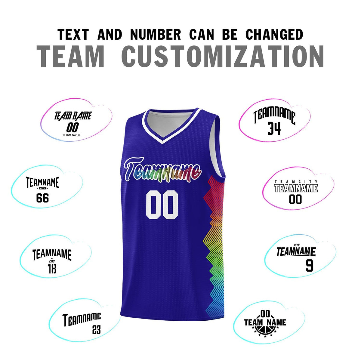 Custom Royal Denver Nuggets Rainbow Side Sports Uniform Basketball Jersey|KXKSHOP