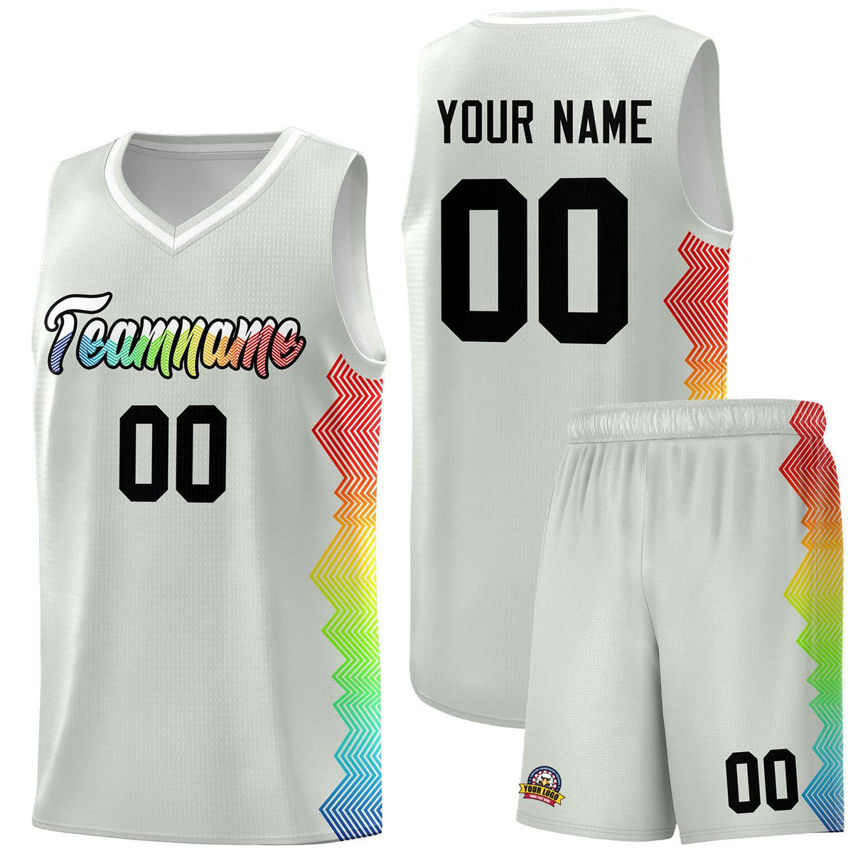 Custom Gray Denver Nuggets Rainbow Side Sports Uniform Basketball Jersey|KXKSHOP