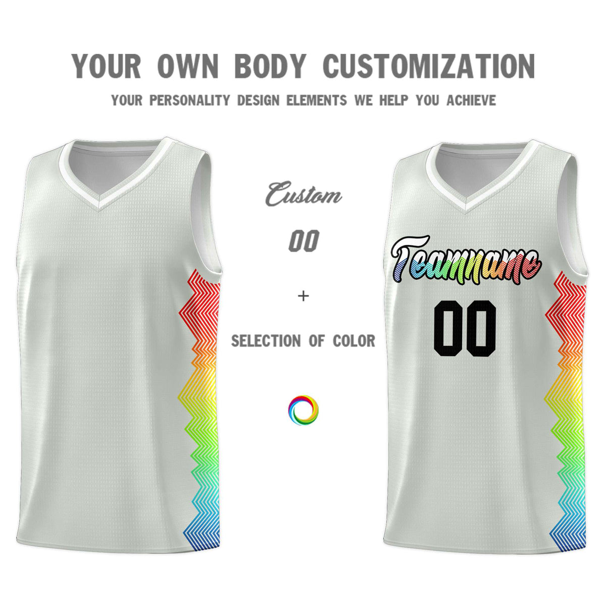 Custom Gray Denver Nuggets Rainbow Side Sports Uniform Basketball Jersey|KXKSHOP
