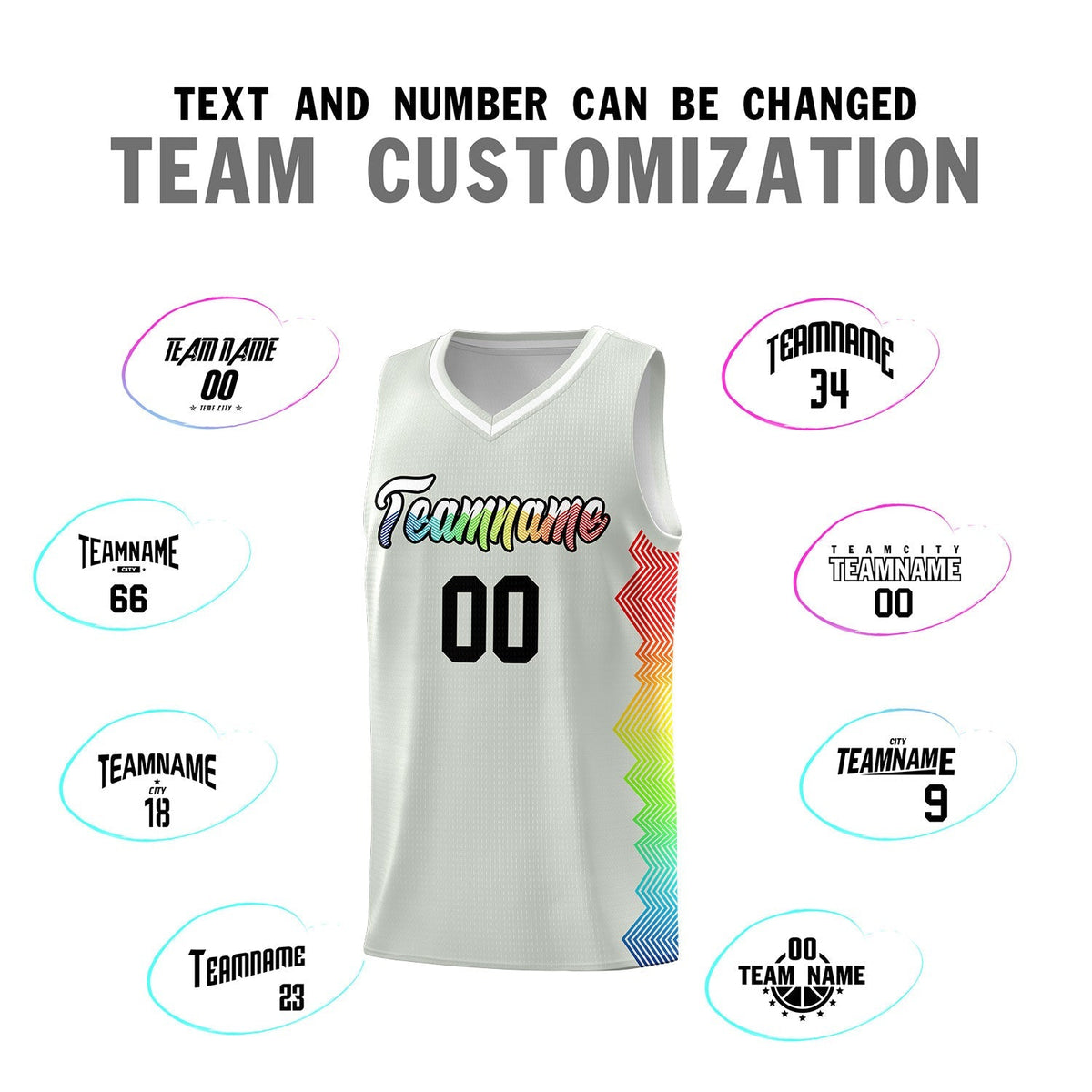 Custom Gray Denver Nuggets Rainbow Side Sports Uniform Basketball Jersey|KXKSHOP