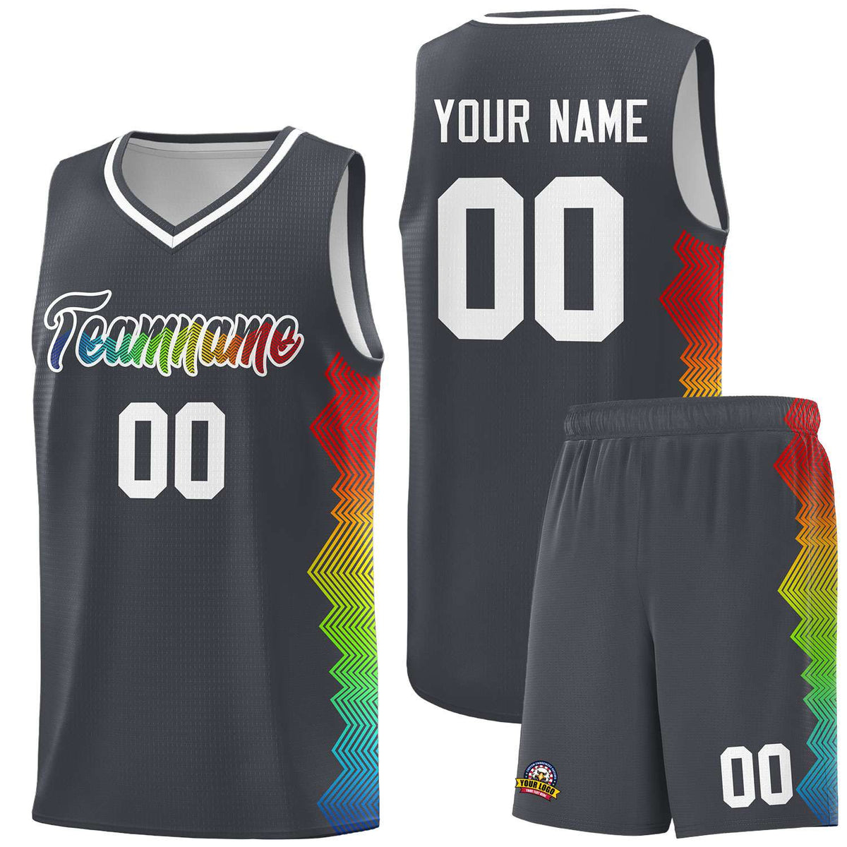 Custom Dark Gray Denver Nuggets Rainbow Side Sports Uniform Basketball Jersey|KXKSHOP