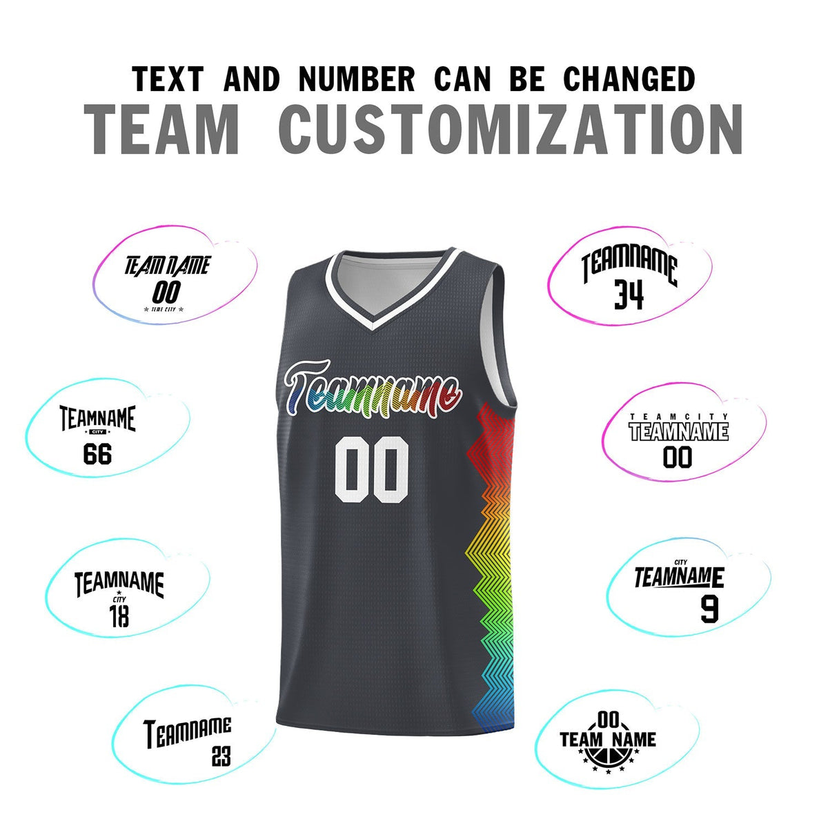 Custom Dark Gray Denver Nuggets Rainbow Side Sports Uniform Basketball Jersey|KXKSHOP