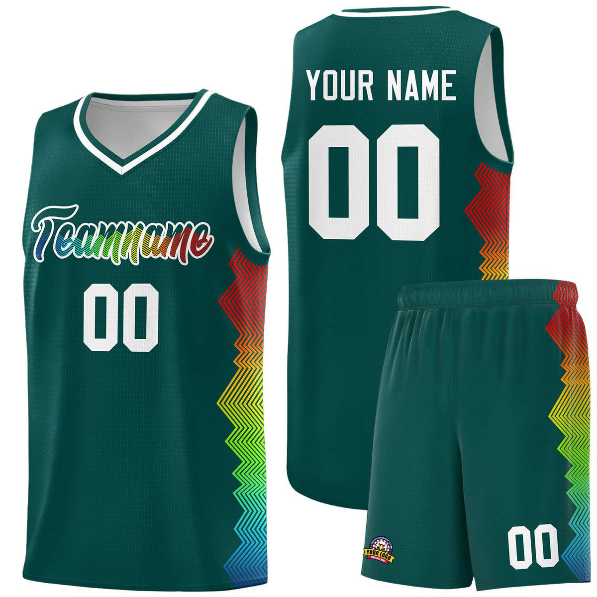 Custom Midnight Green Denver Nuggets Rainbow Side Sports Uniform Basketball Jersey|KXKSHOP