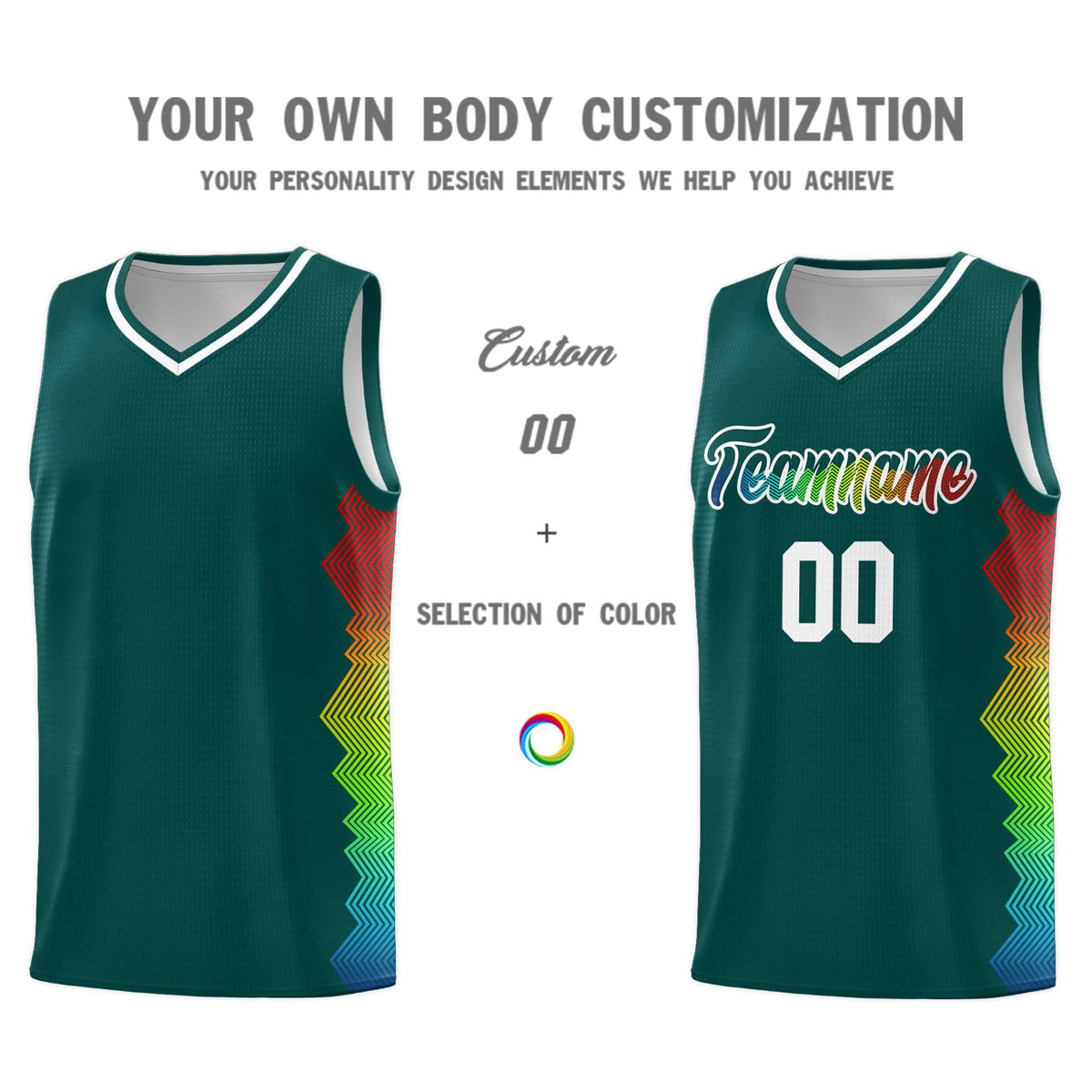 Custom Midnight Green Denver Nuggets Rainbow Side Sports Uniform Basketball Jersey|KXKSHOP