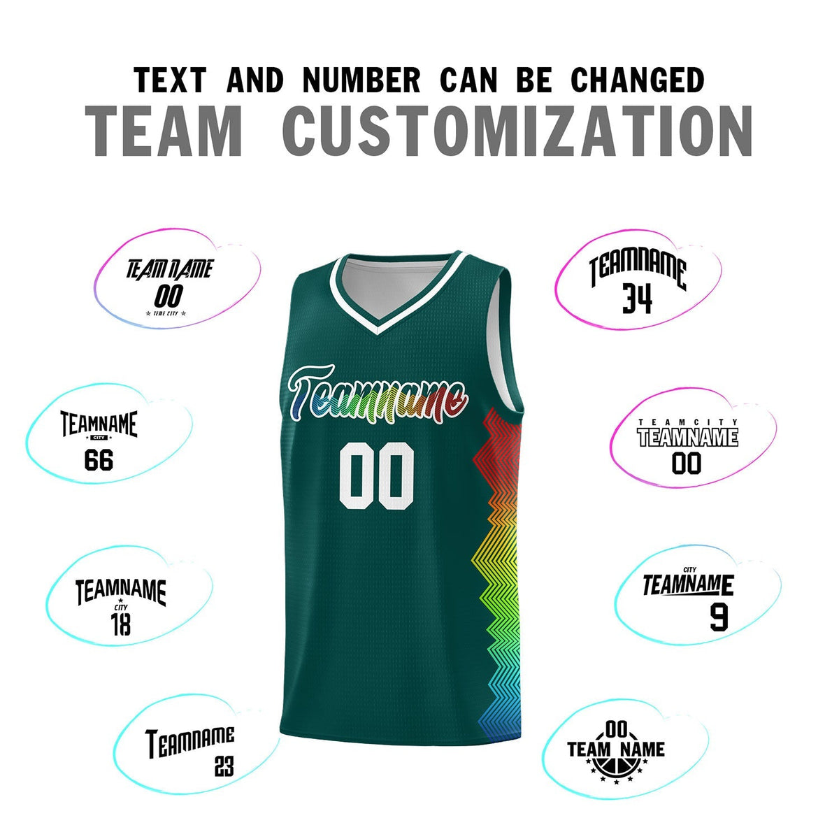 Custom Midnight Green Denver Nuggets Rainbow Side Sports Uniform Basketball Jersey|KXKSHOP