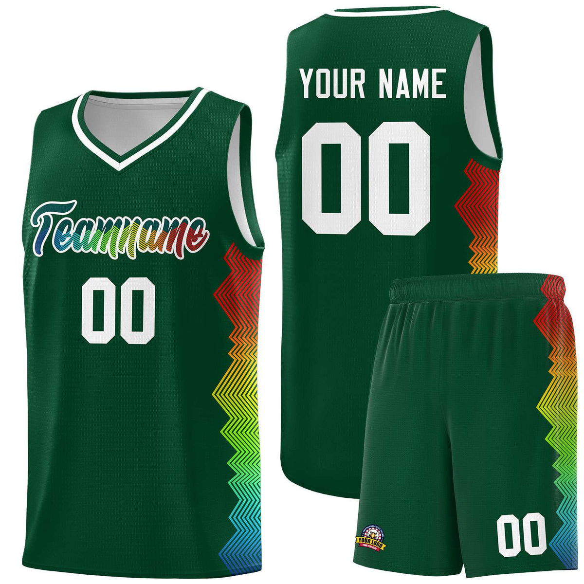 Custom Hunter Green Denver Nuggets Rainbow Side Sports Uniform Basketball Jersey|KXKSHOP