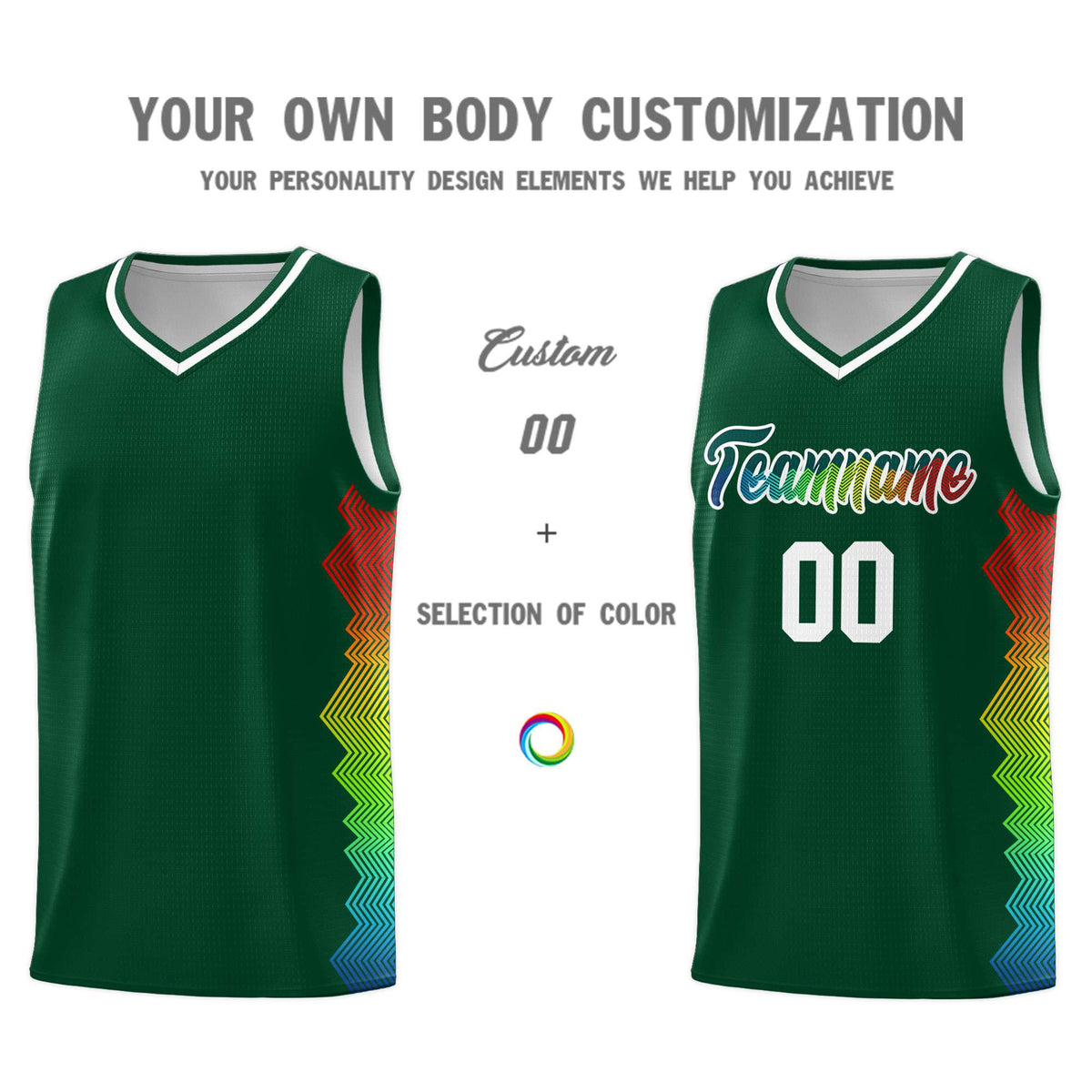Custom Hunter Green Denver Nuggets Rainbow Side Sports Uniform Basketball Jersey|KXKSHOP