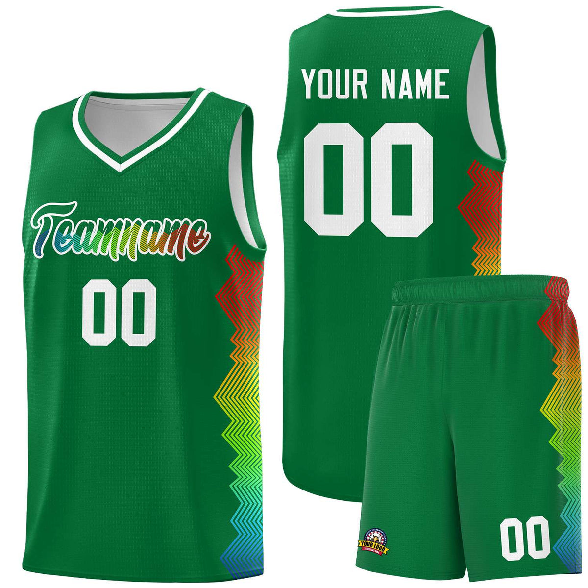 Custom Kelly Green Denver Nuggets Rainbow Side Sports Uniform Basketball Jersey|KXKSHOP