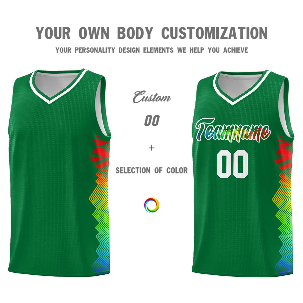 Custom Kelly Green Denver Nuggets Rainbow Side Sports Uniform Basketball Jersey|KXKSHOP
