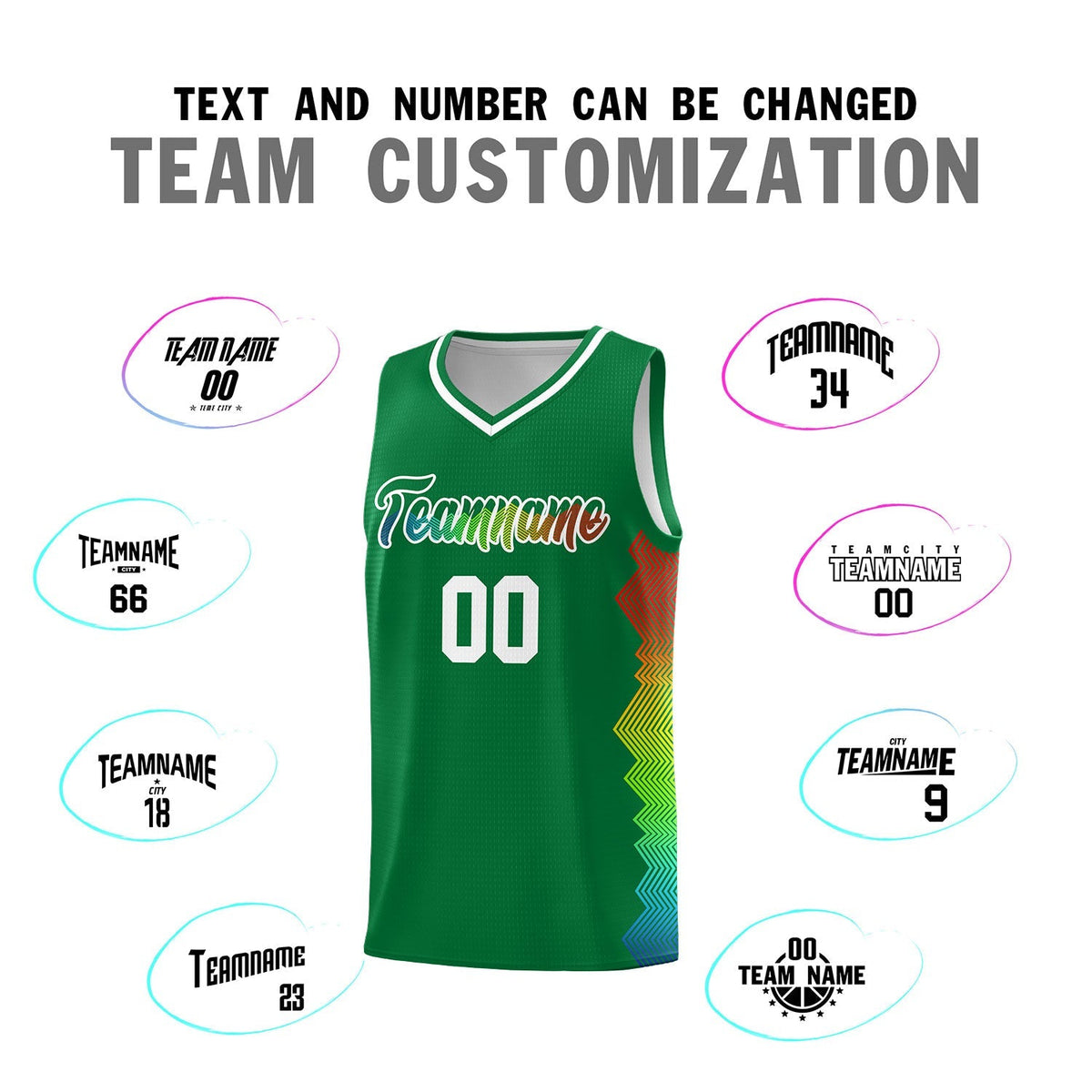Custom Kelly Green Denver Nuggets Rainbow Side Sports Uniform Basketball Jersey|KXKSHOP