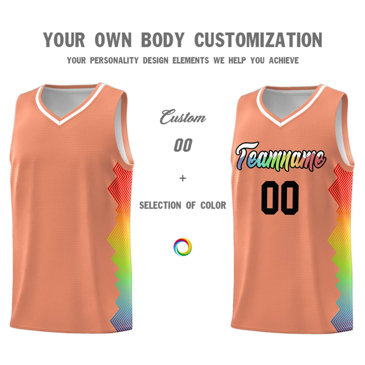 Custom Orange Denver Nuggets Rainbow Side Sports Uniform Basketball Jersey|KXKSHOP