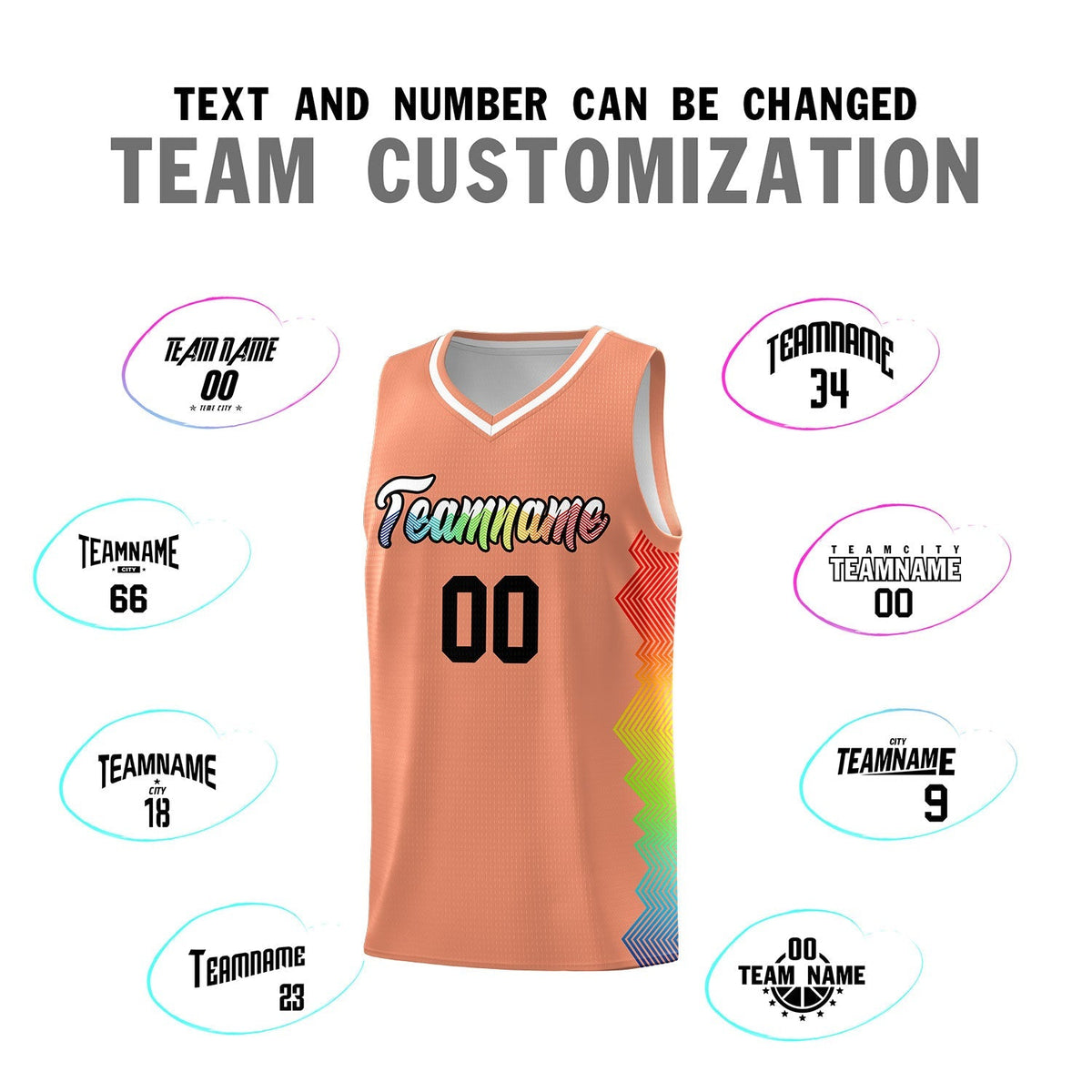 Custom Orange Denver Nuggets Rainbow Side Sports Uniform Basketball Jersey|KXKSHOP