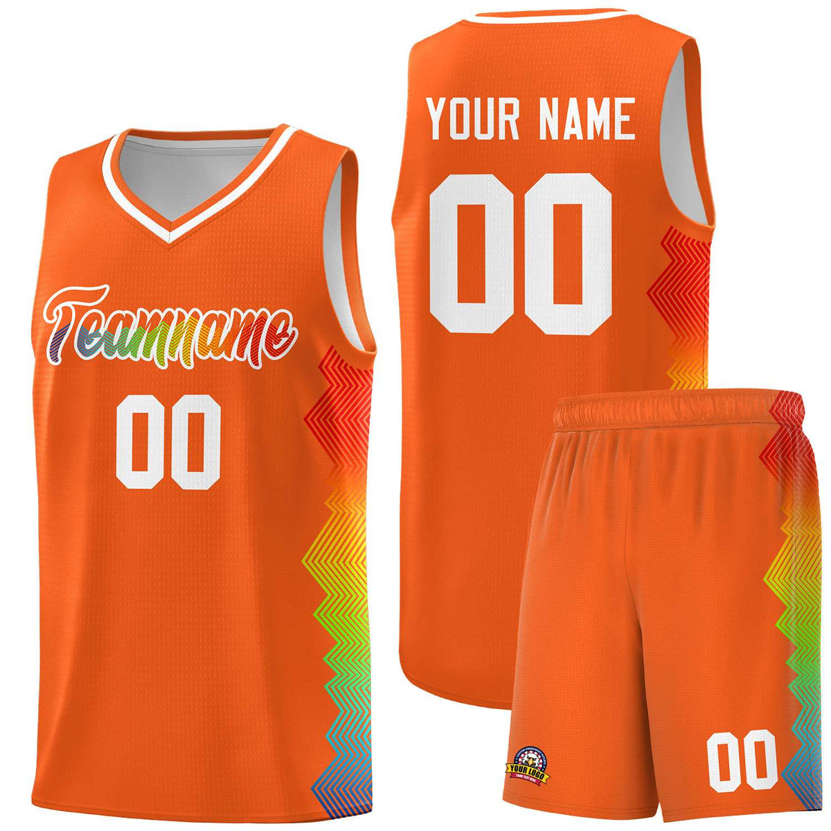 Custom Orange Denver Nuggets Rainbow Side Sports Uniform Basketball Jersey|KXKSHOP