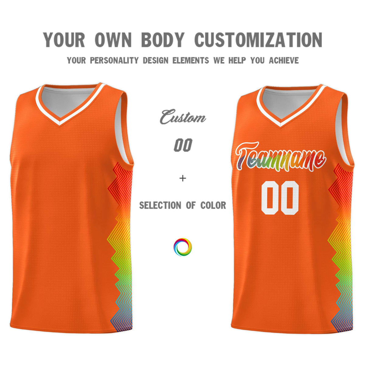 Custom Orange Denver Nuggets Rainbow Side Sports Uniform Basketball Jersey|KXKSHOP