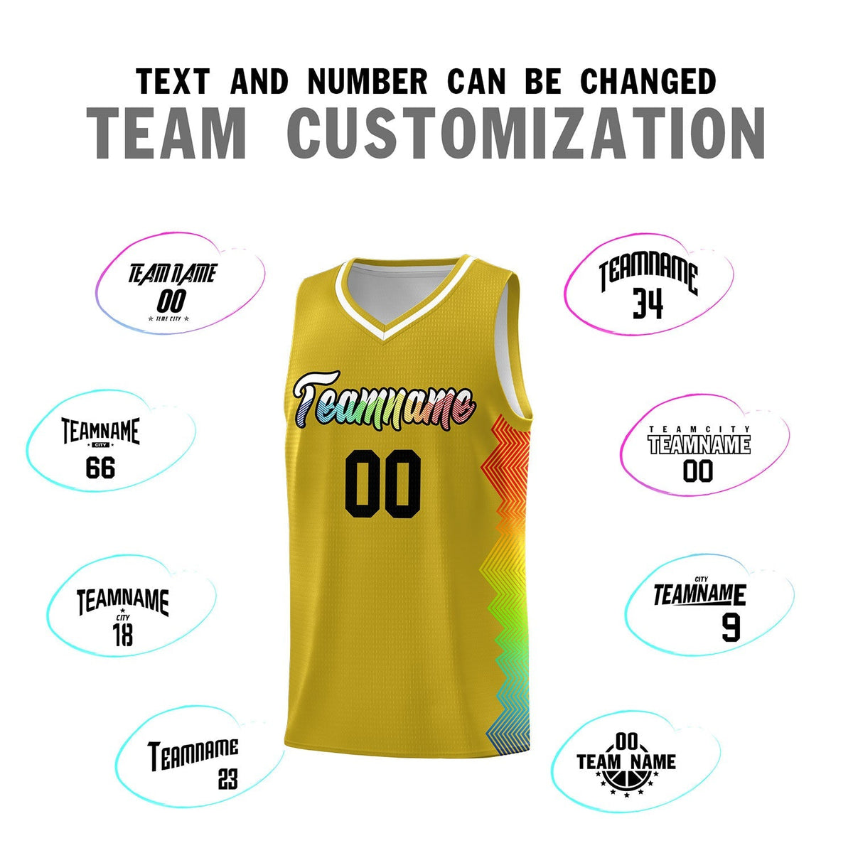 Custom Old Gold Denver Nuggets Rainbow Side Sports Uniform Basketball Jersey|KXKSHOP