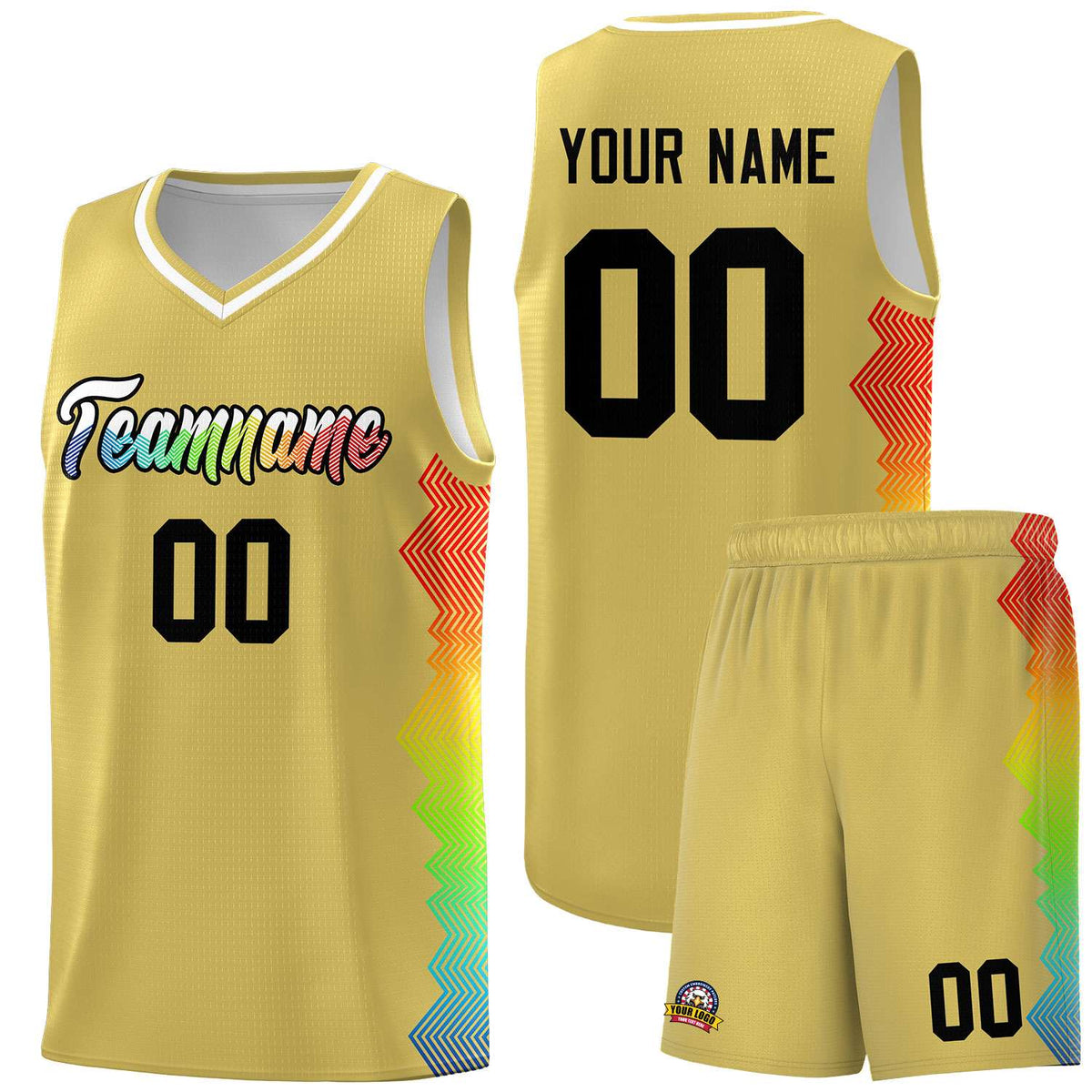 Custom Old Gold Denver Nuggets Rainbow Side Sports Uniform Basketball Jersey|KXKSHOP