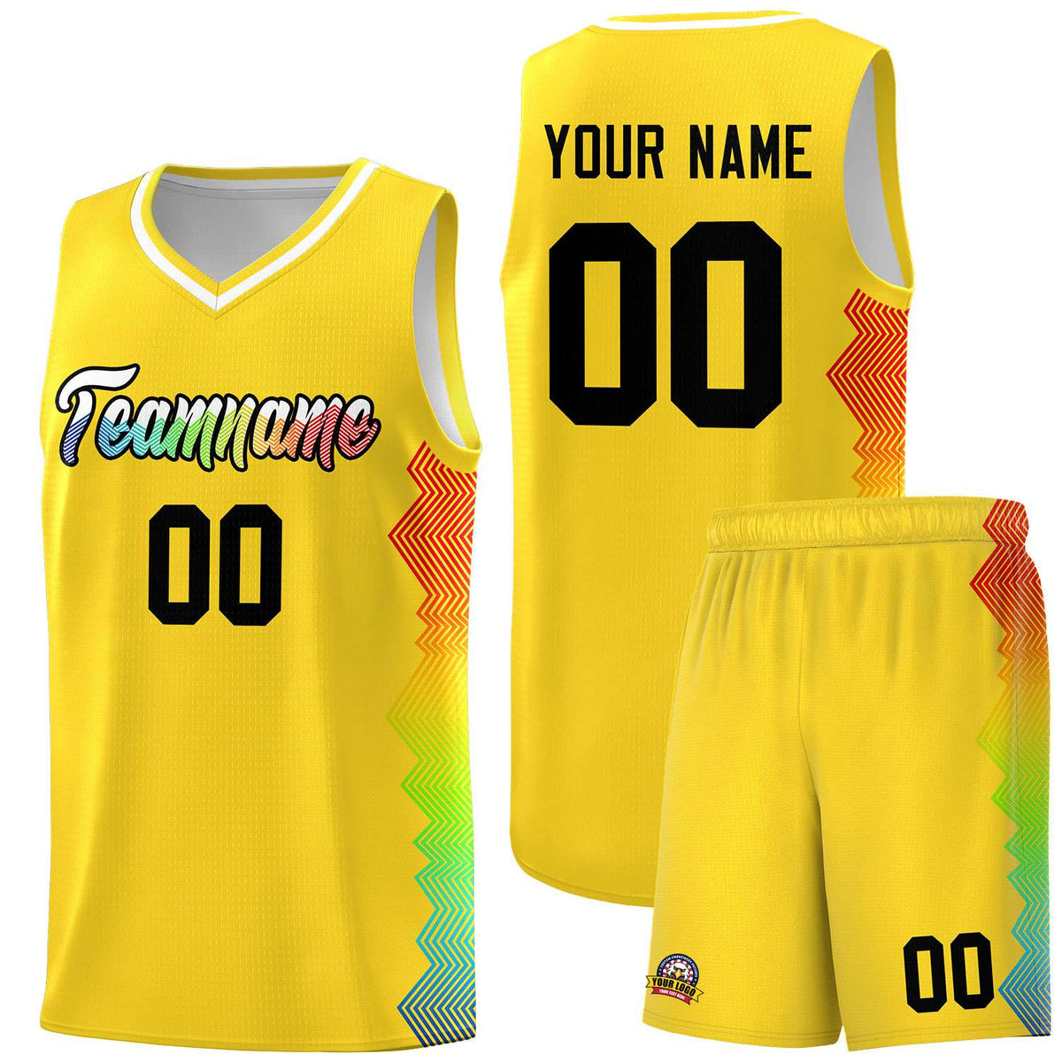 Custom Gold Denver Nuggets Rainbow Side Sports Uniform Basketball Jersey|KXKSHOP
