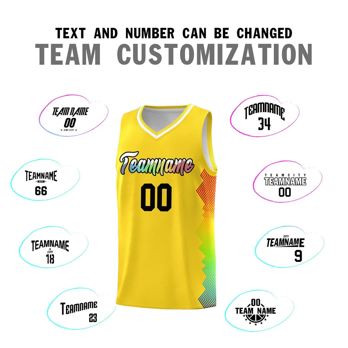 Custom Gold Denver Nuggets Rainbow Side Sports Uniform Basketball Jersey|KXKSHOP