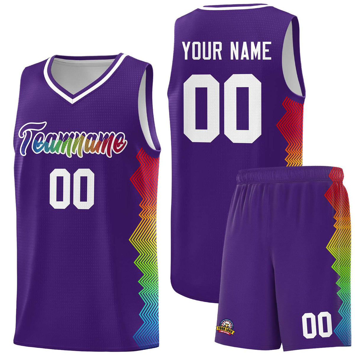 Custom Purple Denver Nuggets Rainbow Side Sports Uniform Basketball Jersey|KXKSHOP