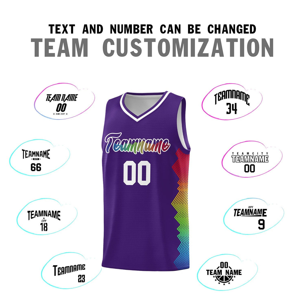 Custom Purple Denver Nuggets Rainbow Side Sports Uniform Basketball Jersey|KXKSHOP