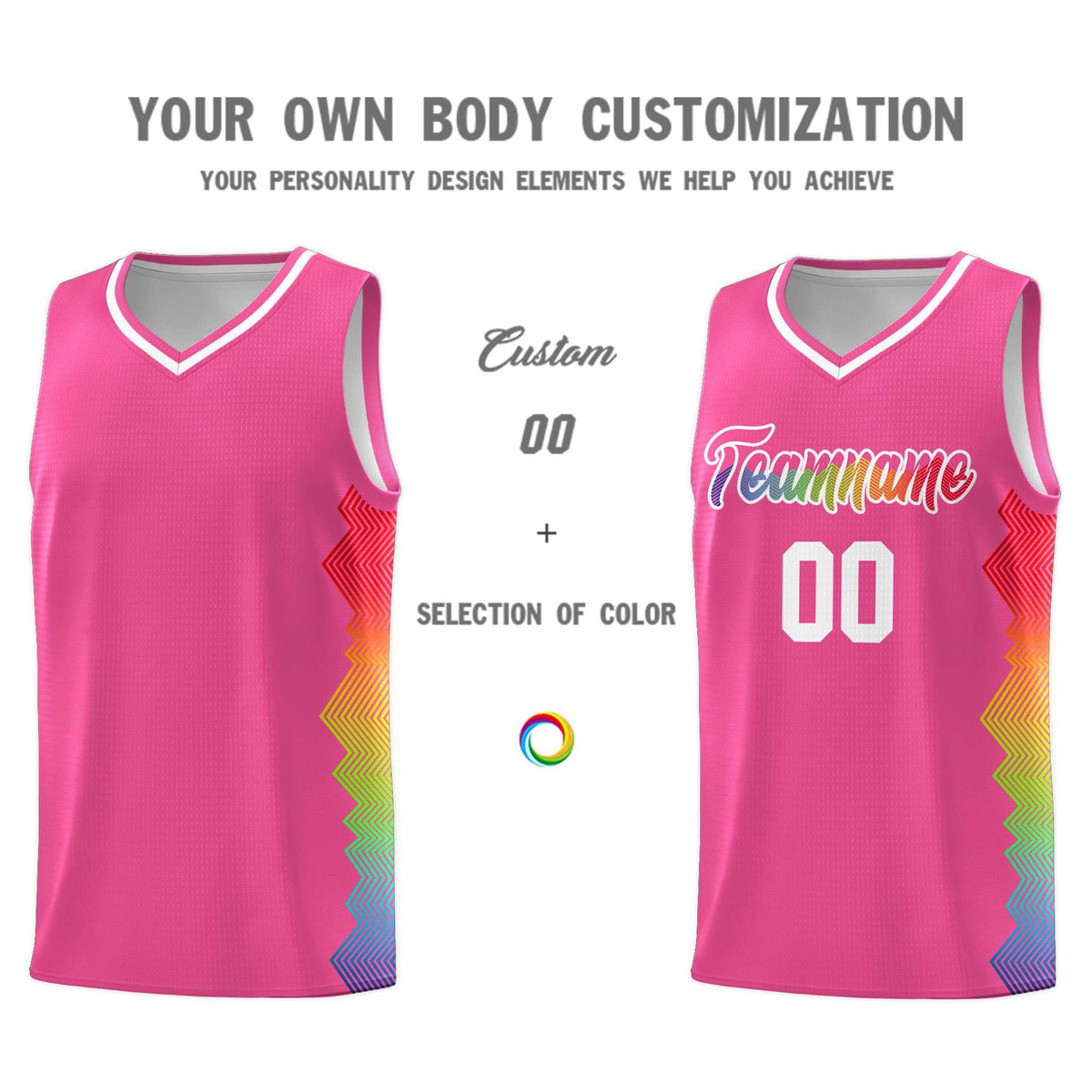 Custom Pink Denver Nuggets Rainbow Side Sports Uniform Basketball Jersey|KXKSHOP