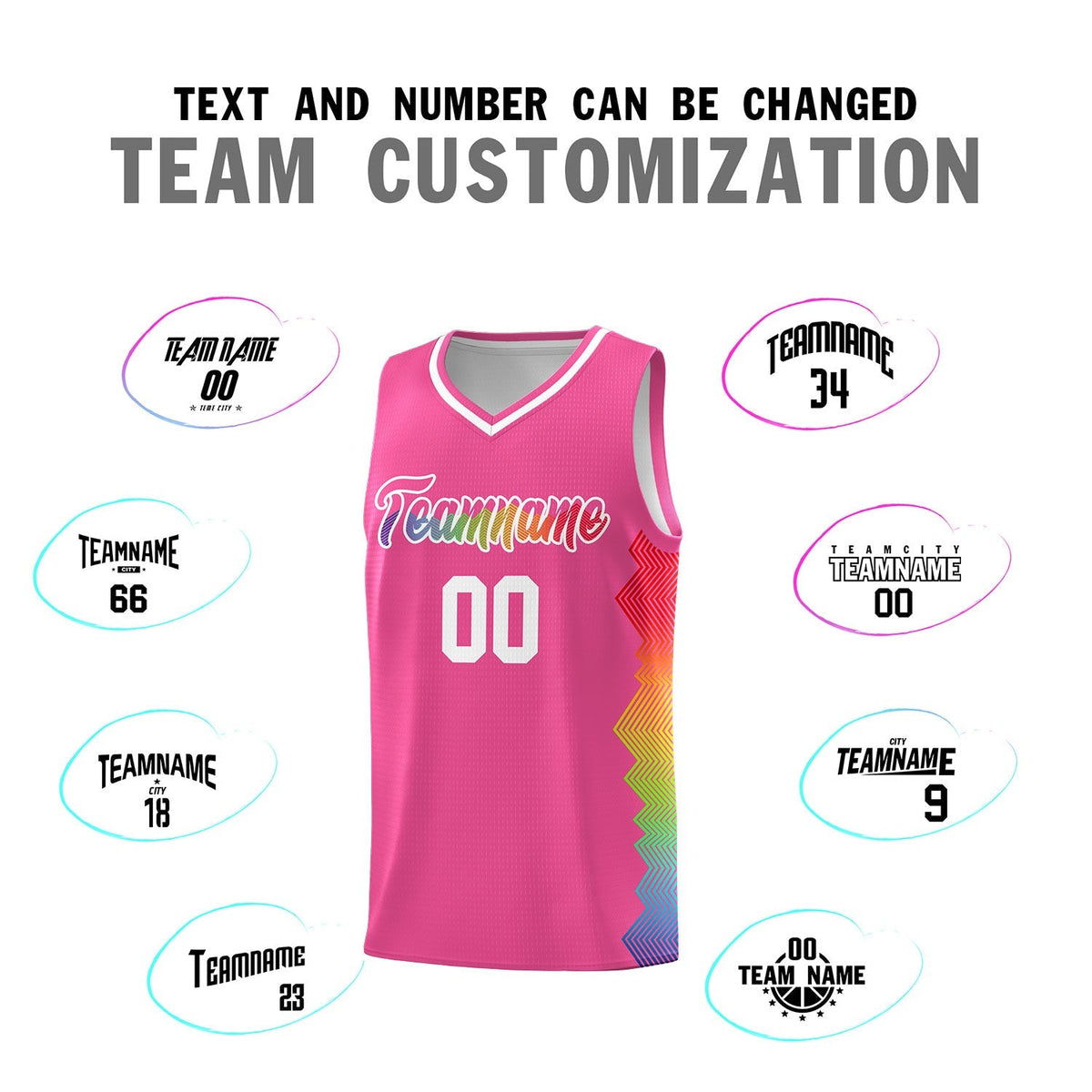 Custom Pink Denver Nuggets Rainbow Side Sports Uniform Basketball Jersey|KXKSHOP