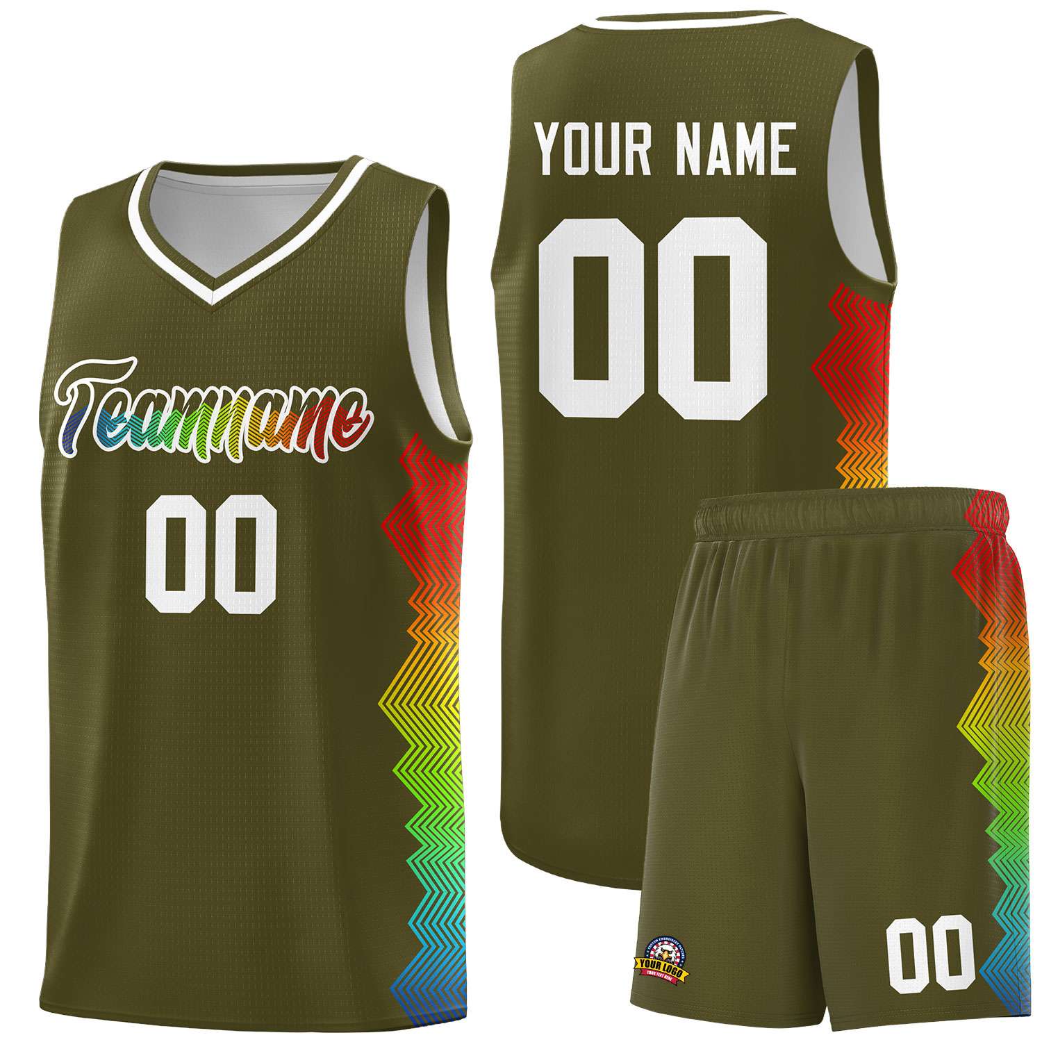 Custom Olive Denver Nuggets Rainbow Side Sports Uniform Basketball Jersey|KXKSHOP