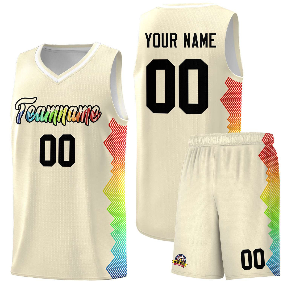 Custom Cream Denver Nuggets Rainbow Side Sports Uniform Basketball Jersey|KXKSHOP