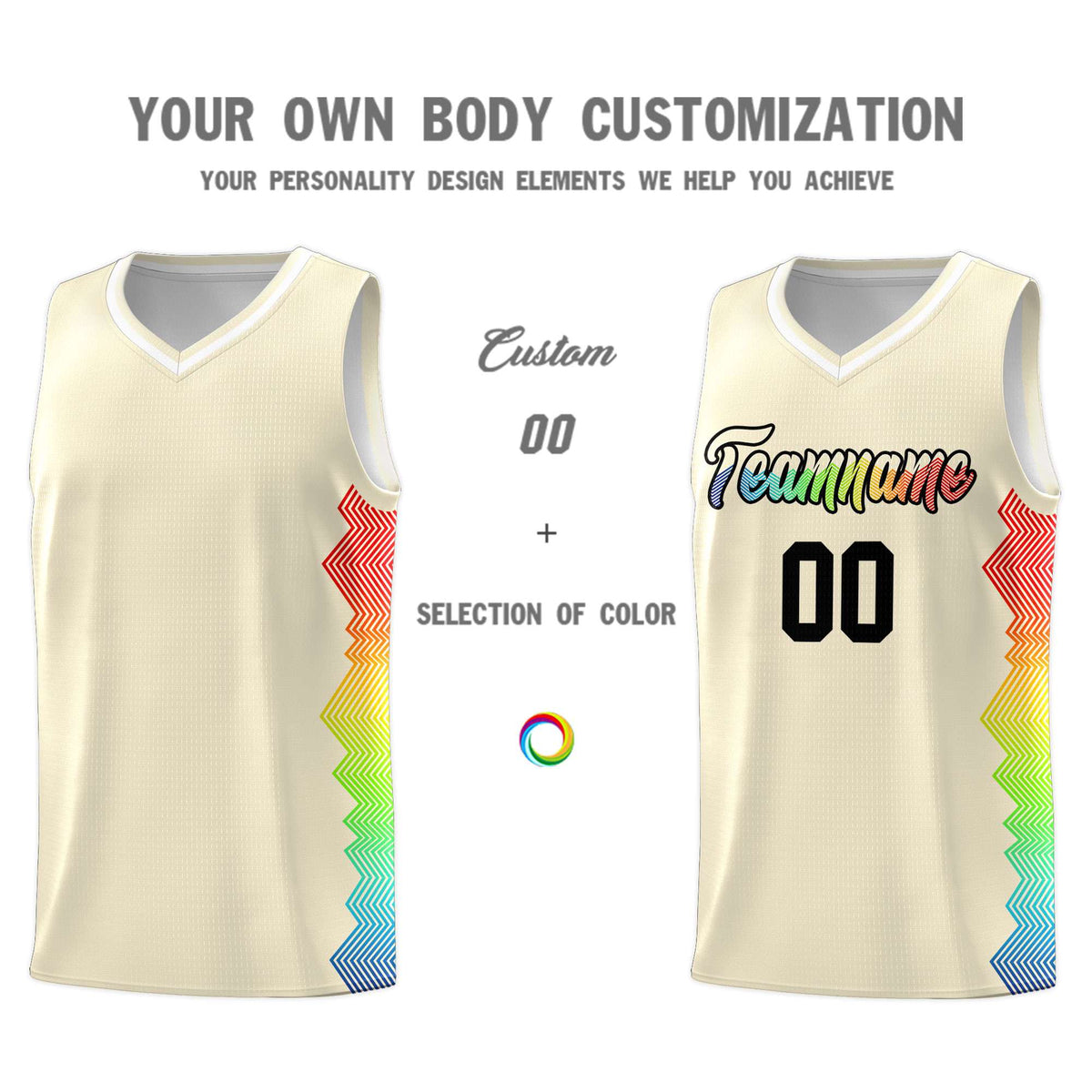 Custom Cream Denver Nuggets Rainbow Side Sports Uniform Basketball Jersey|KXKSHOP