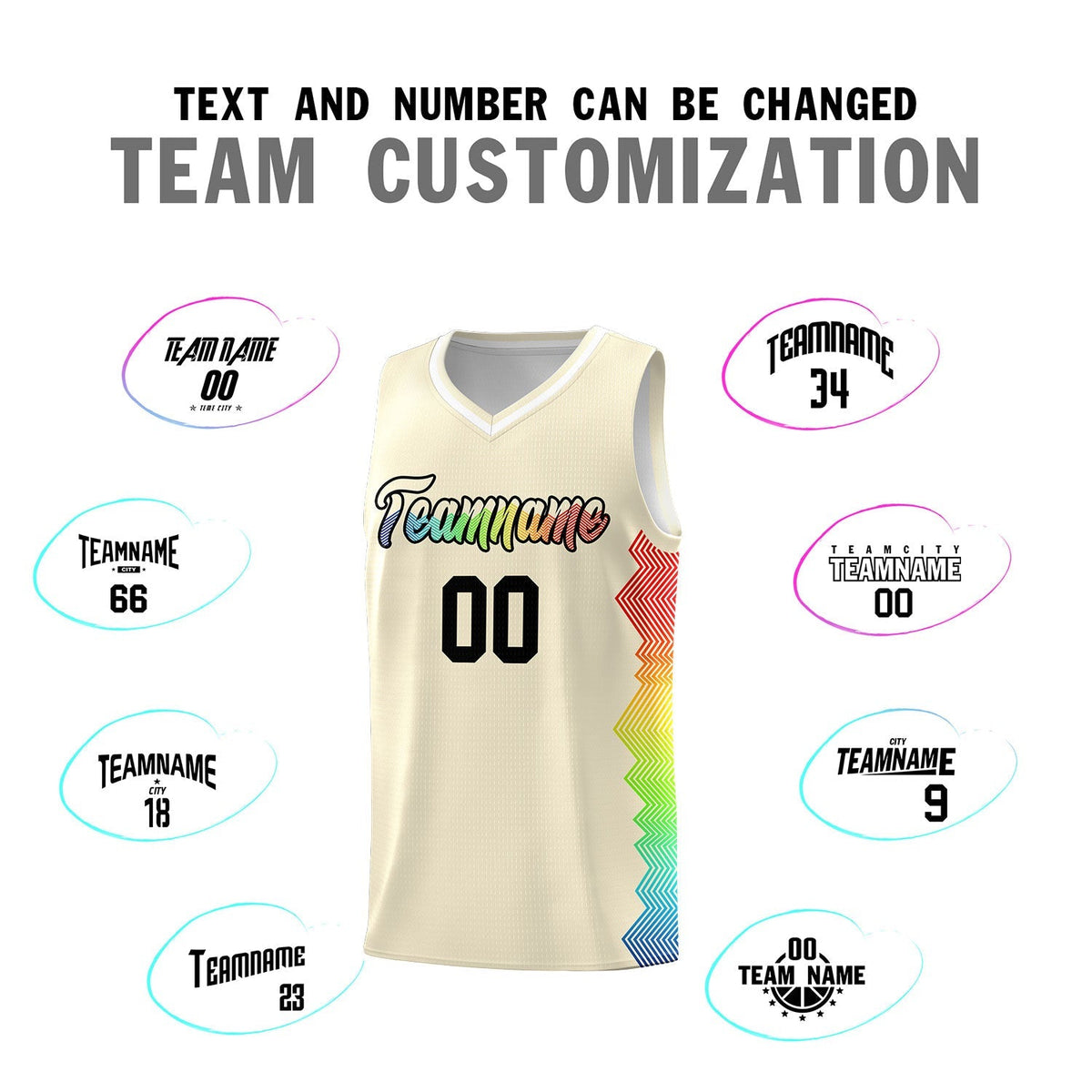 Custom Cream Denver Nuggets Rainbow Side Sports Uniform Basketball Jersey|KXKSHOP