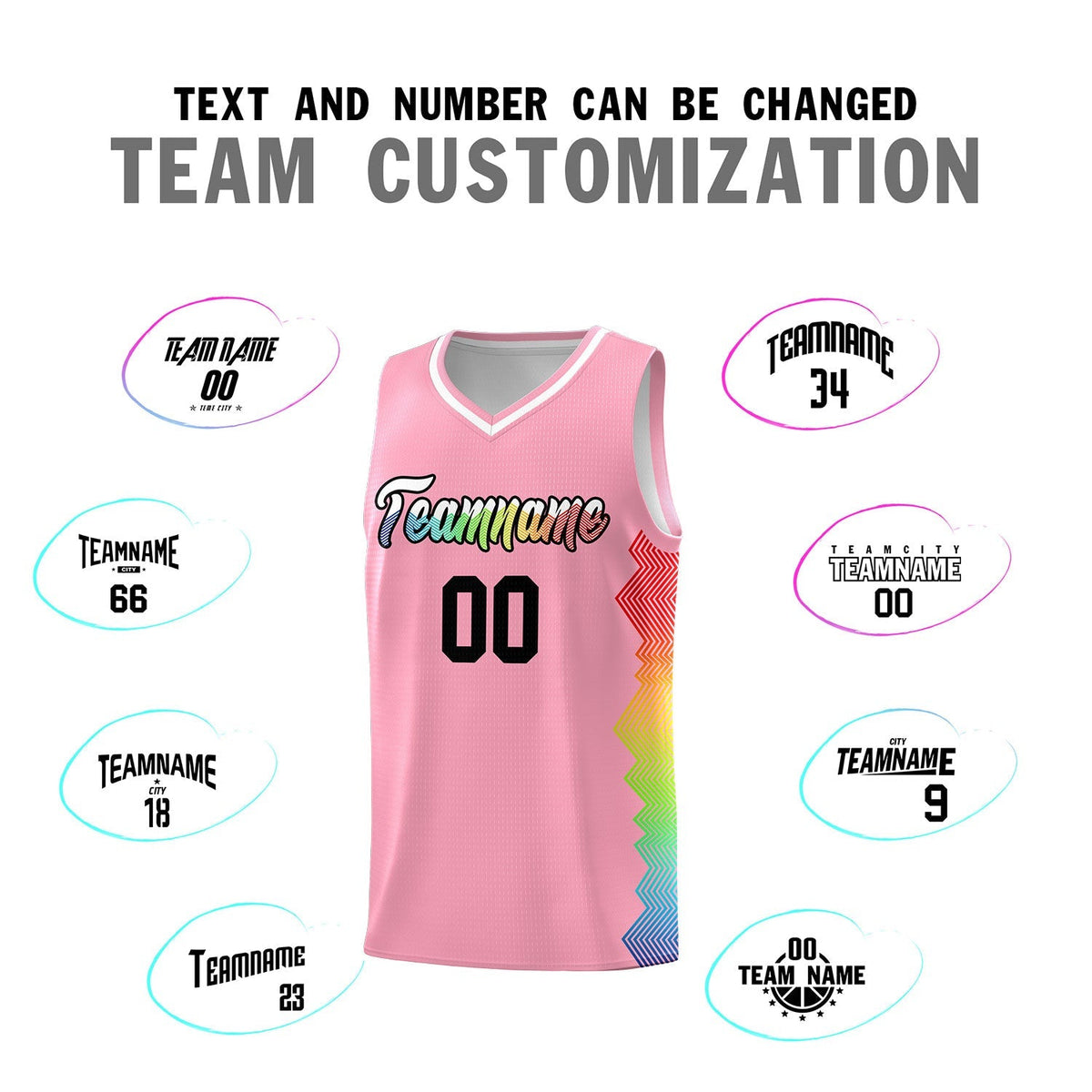 Custom Light Pink Denver Nuggets Rainbow Side Sports Uniform Basketball Jersey|KXKSHOP