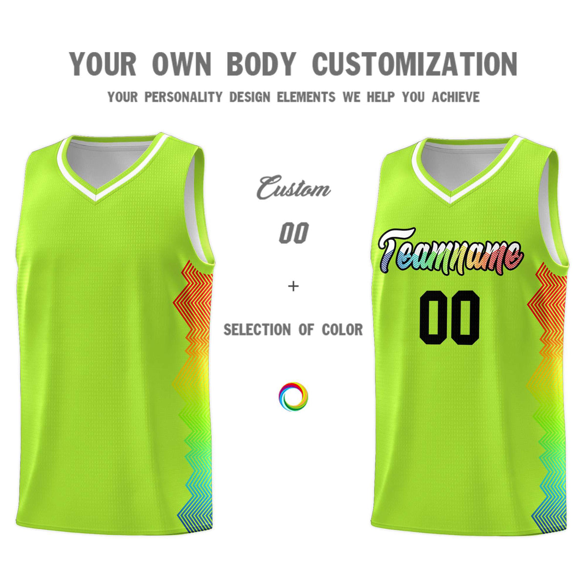 Custom Green Denver Nuggets Rainbow Side Sports Uniform Basketball Jersey|KXKSHOP