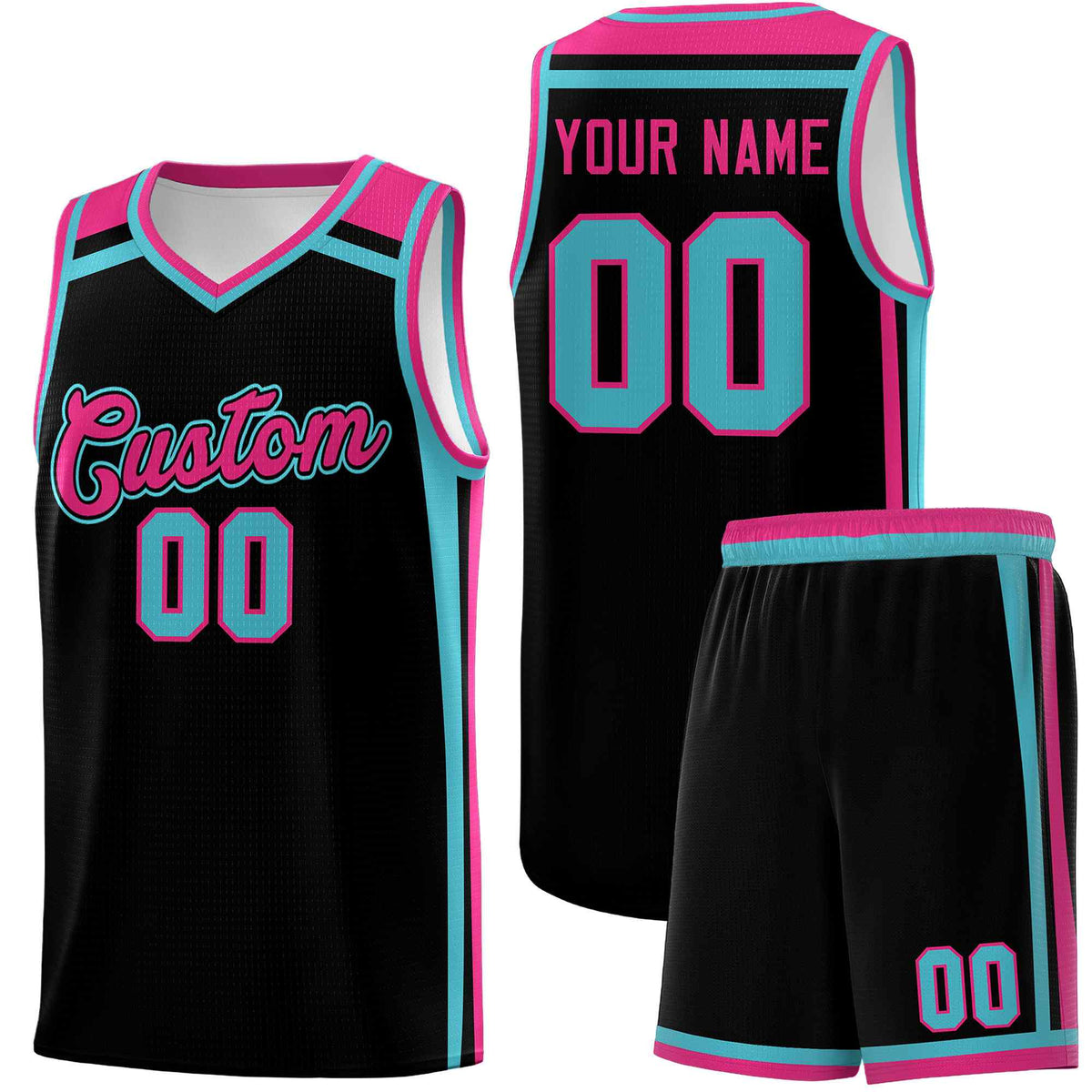 Custom Black Sky Blue Rose Red Trendy Color Charge Series Sports Uniform Basketball Jersey| KXKSHOP