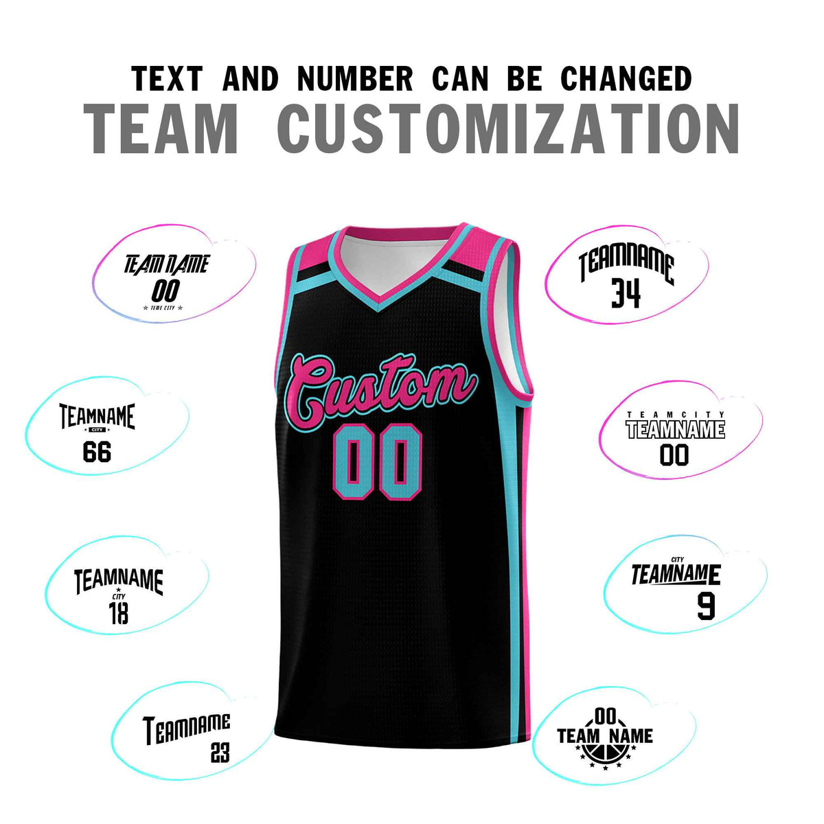Custom Black Sky Blue Rose Red Trendy Color Charge Series Sports Uniform Basketball Jersey| KXKSHOP