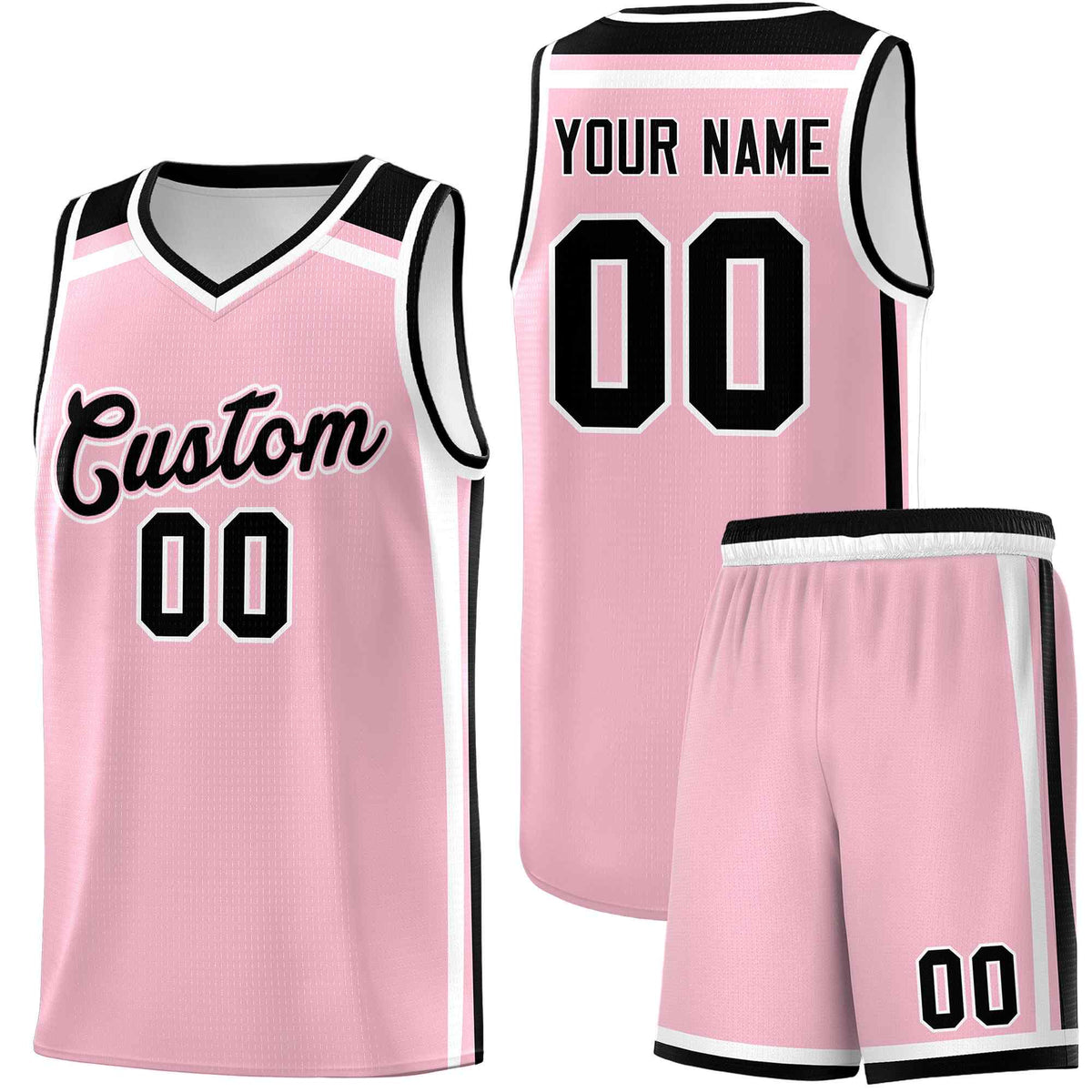 Custom Light Pink White Black Trendy Color Charge Series Sports Uniform Basketball Jersey| KXKSHOP