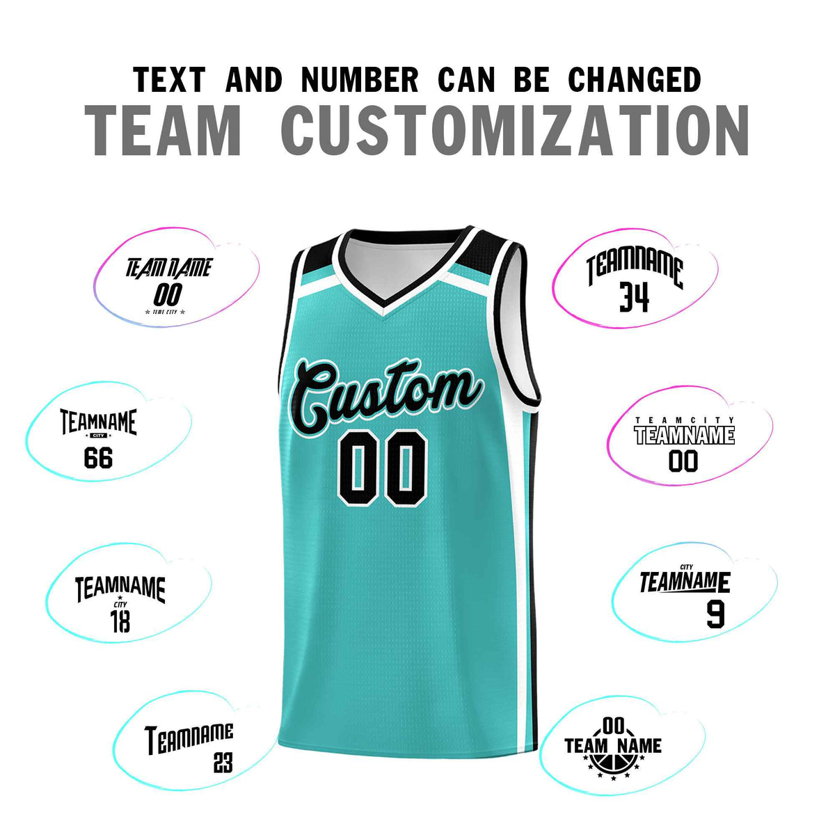Custom Teal White Black Trendy Color Charge Series Sports Uniform Basketball Jersey| KXKSHOP